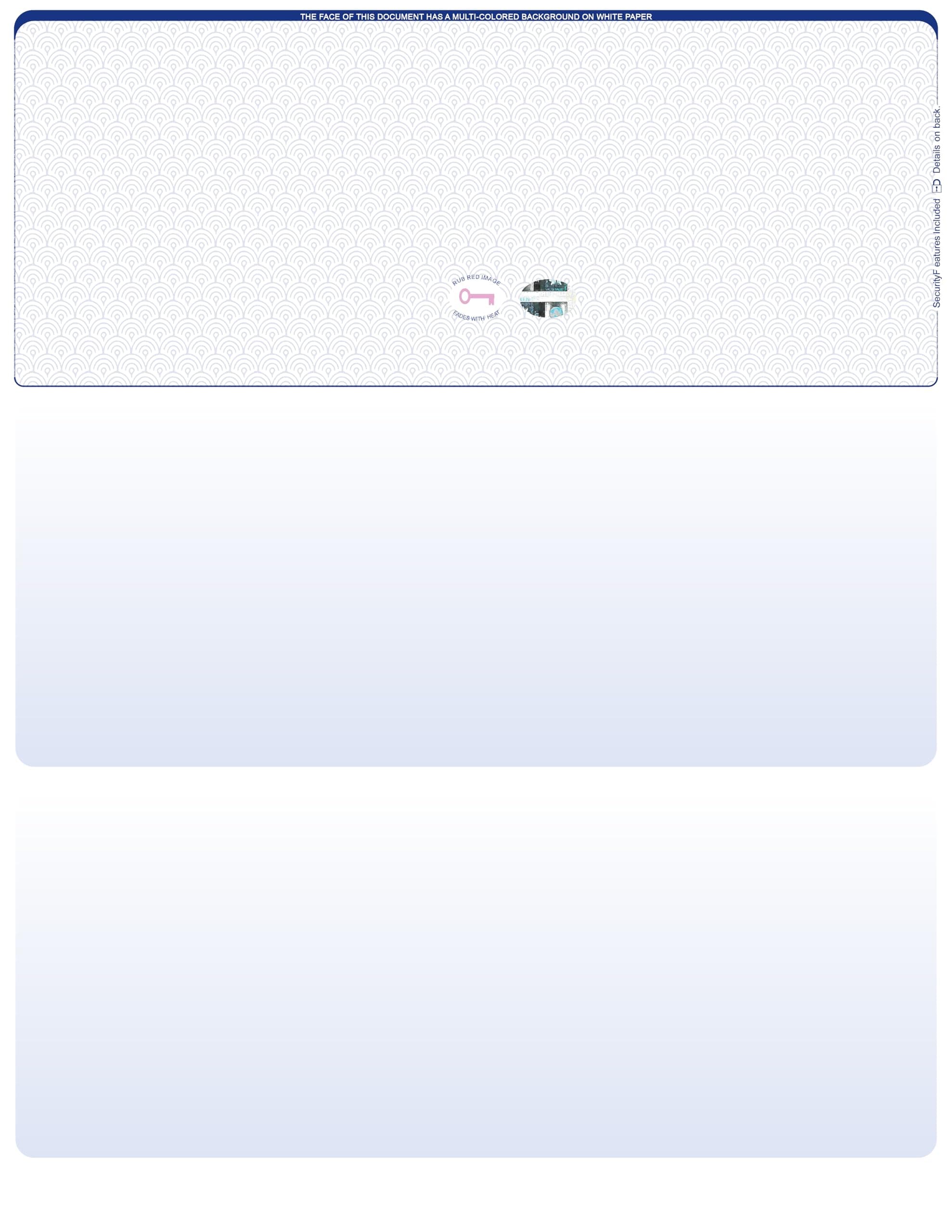 Blank Hologram Top Computer Checks, Blank Top Hologram Laser Checks with Perforated Vouchers, Qty. 250 Blue