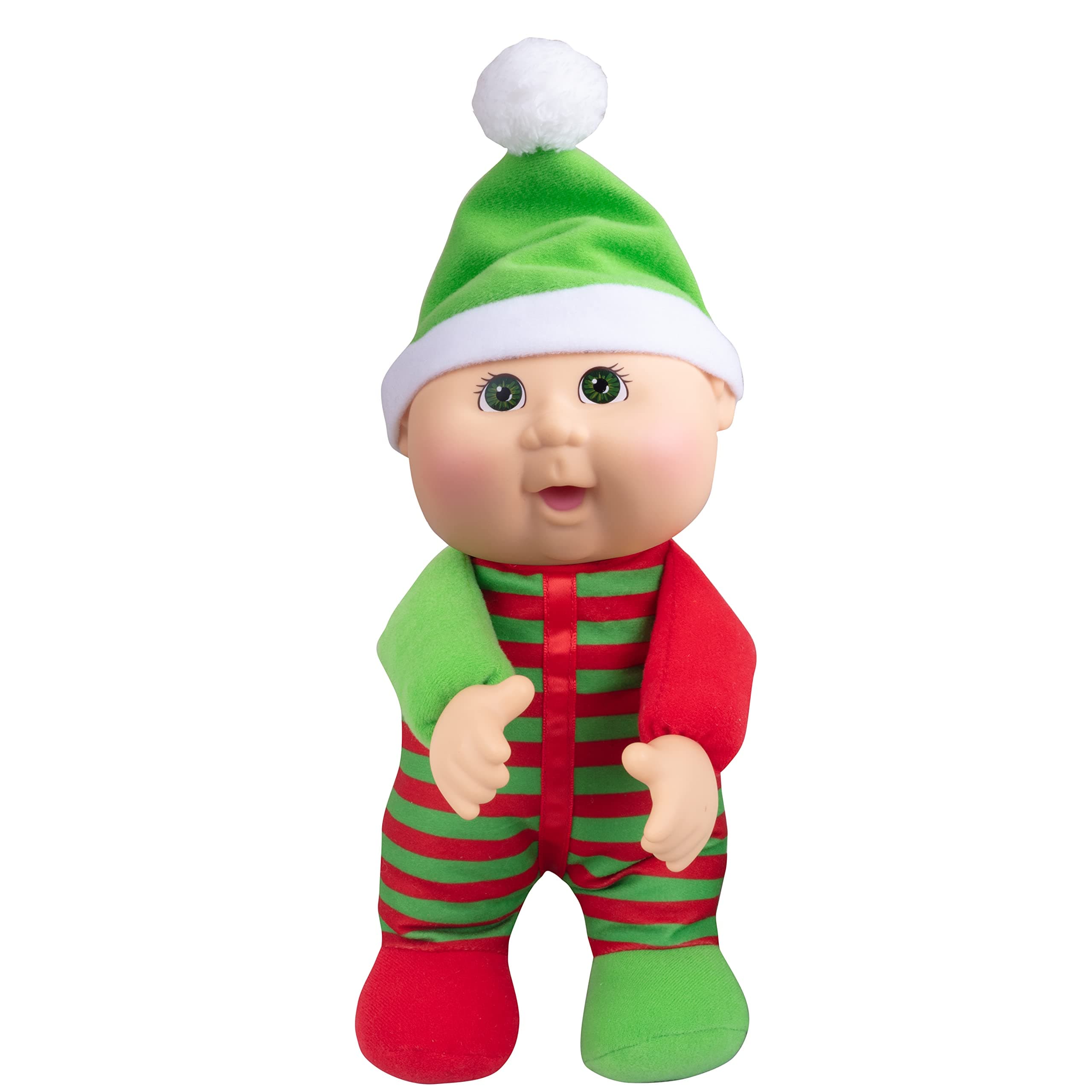 Jazwares Cabbage Patch Kids Cutie 9", Kane The Holiday Elf Baby Doll - Collectible, Adoptable Doll Toy - Great for Girls and Boys