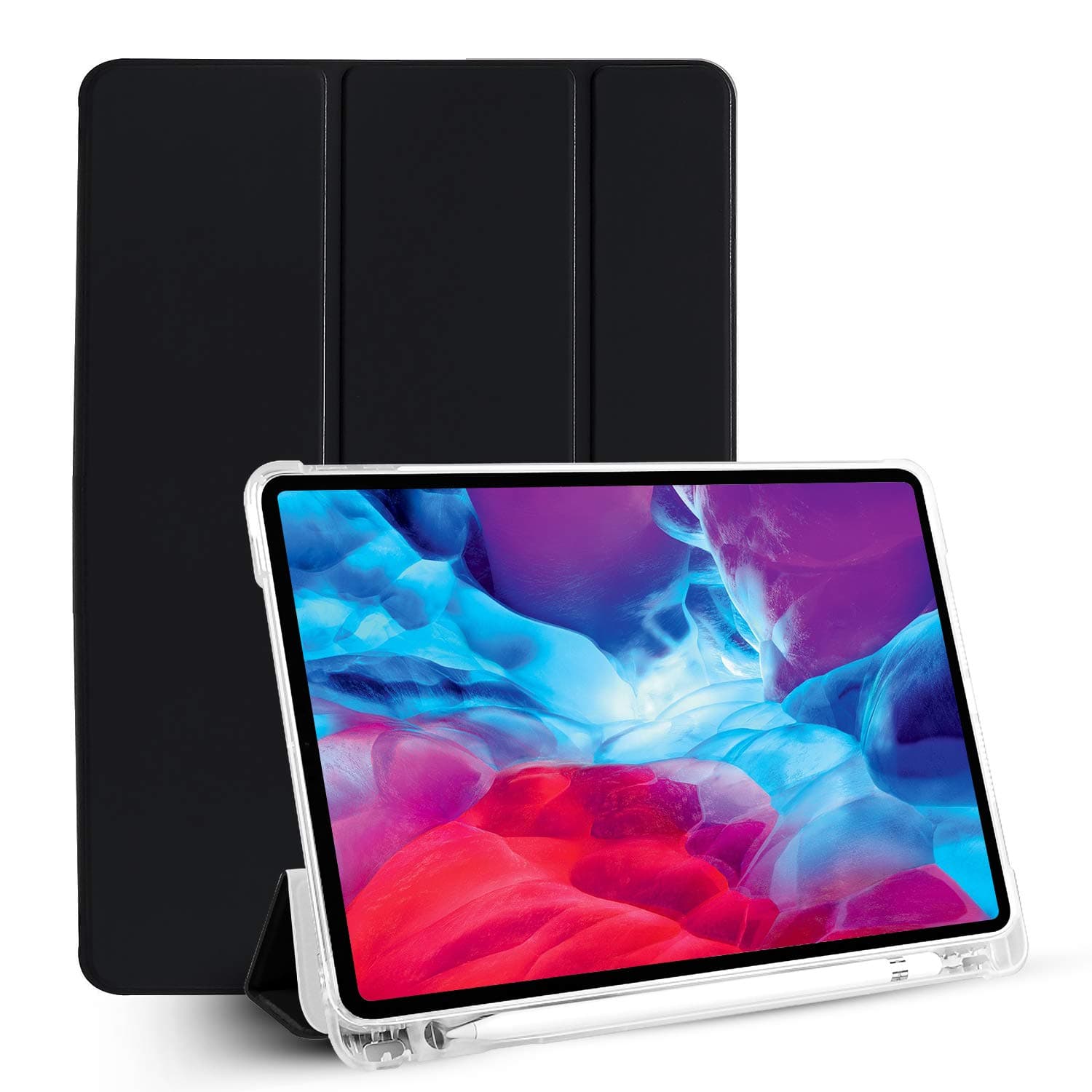 GRIPP Rhino Shockproof Case for iPad Pro 12.9 inch (4th/5th/6th Generation) (2020/2021/2022) | iPad Air 13 inch (M2/M3) (2024/2025), Dual Material, Pencil Holder & Auto Sleep/Wake Flip Cover - Black