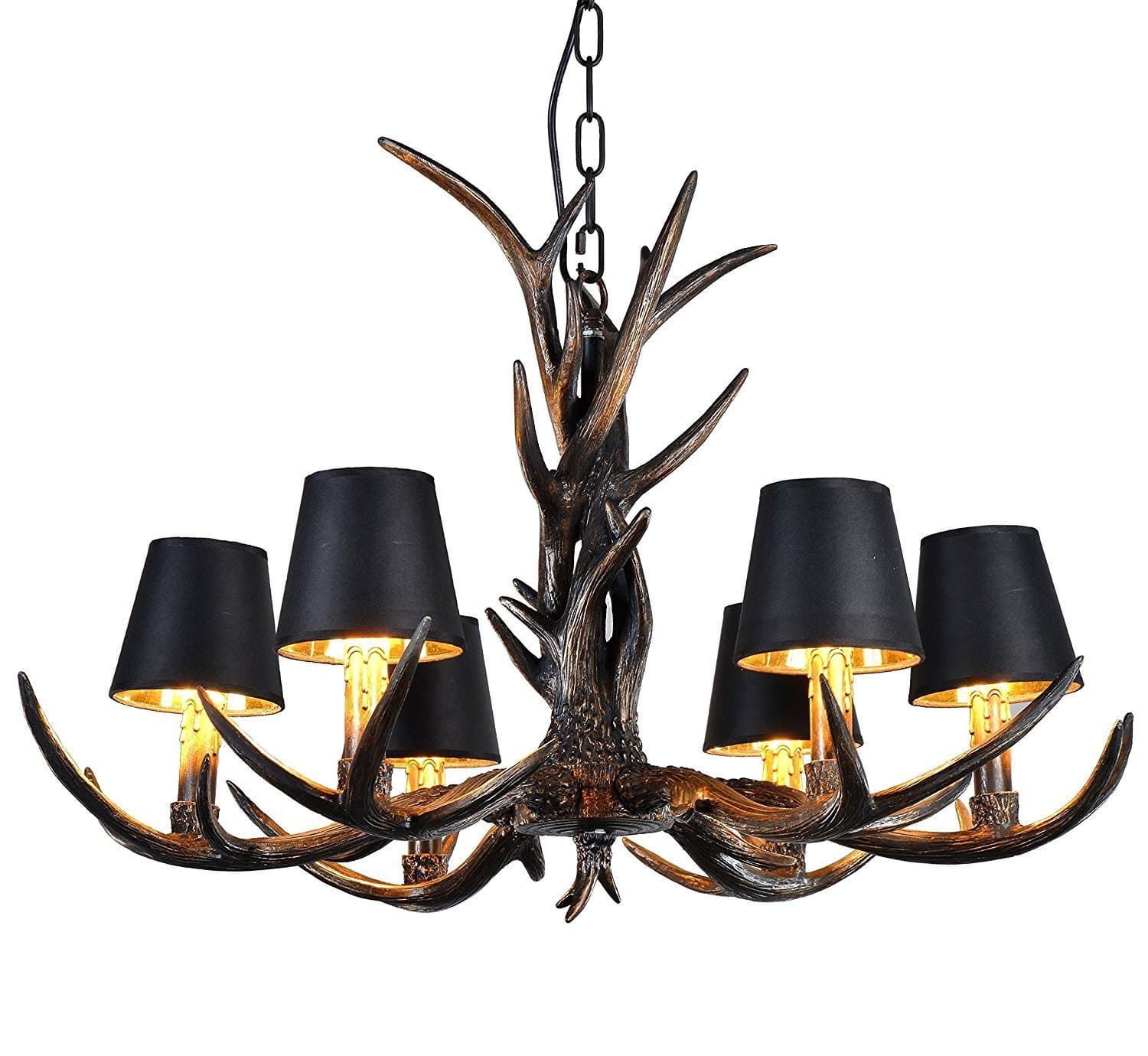 Antlers Vintage Style Resin 6 Light Chandeliers, American Rural Countryside Antler Chandeliers,Living Room,Bar,Cafe, Dining Room Deer Horn Chandeliers