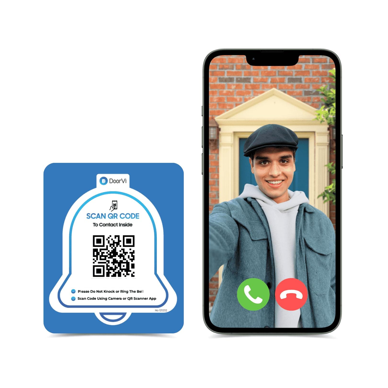 Smart Video Doorbell Powered by QR Code Technology | Wireless Video Call & Intercom | No Electricity or Wi-Fi Required | 2-Way Talk | Bell Sticker