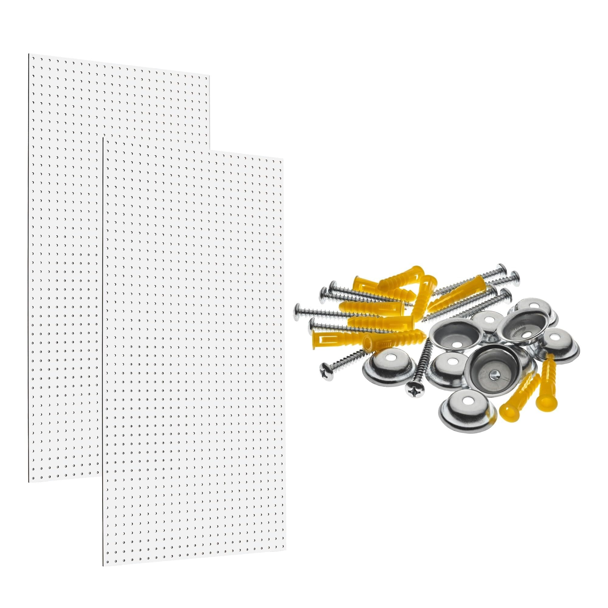 Triton Products High Density Fiberboard Pegboards with Mounting Hardware, 24" x 42" x 1/4", White (Set of 2)