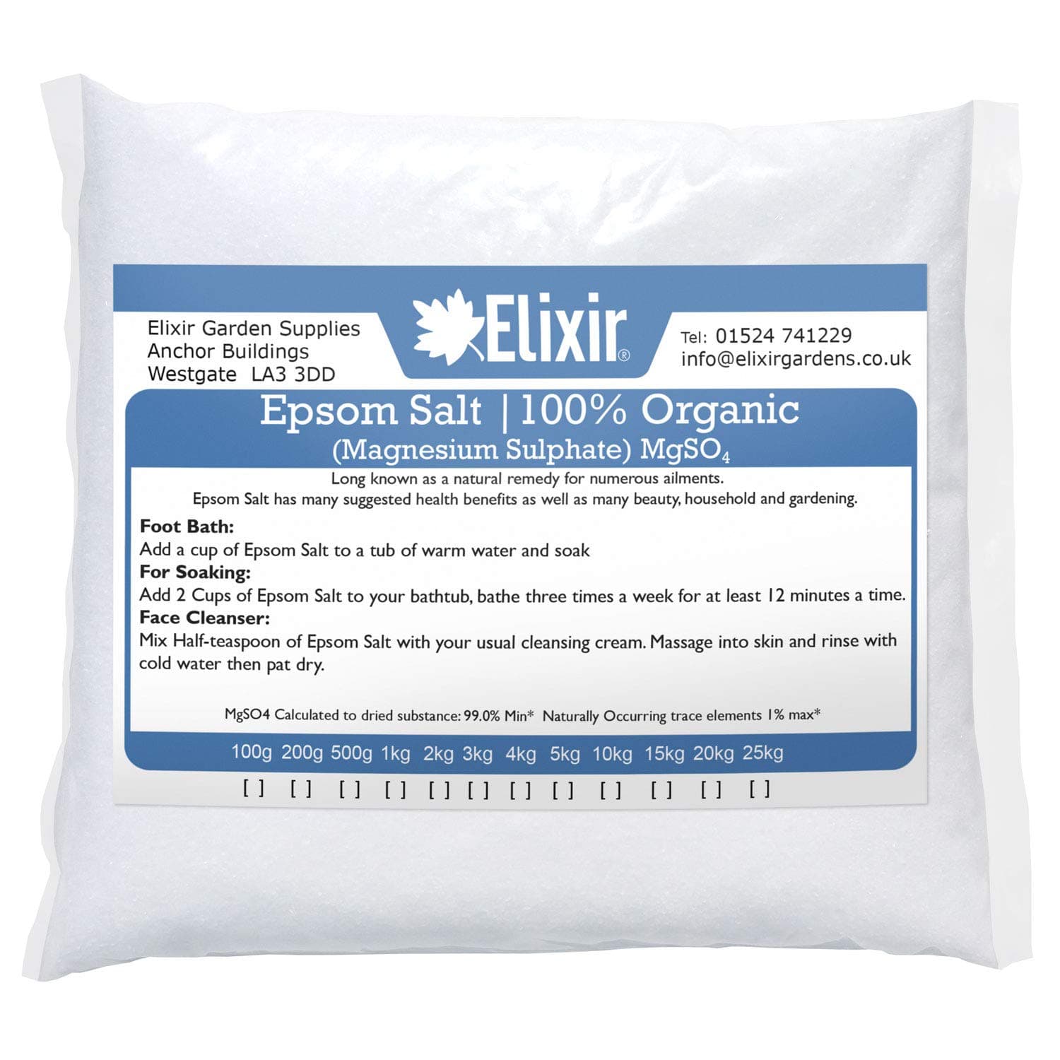 Elixir GardensEpsom Salts 2 kg Medical - Magnesium Sulphate