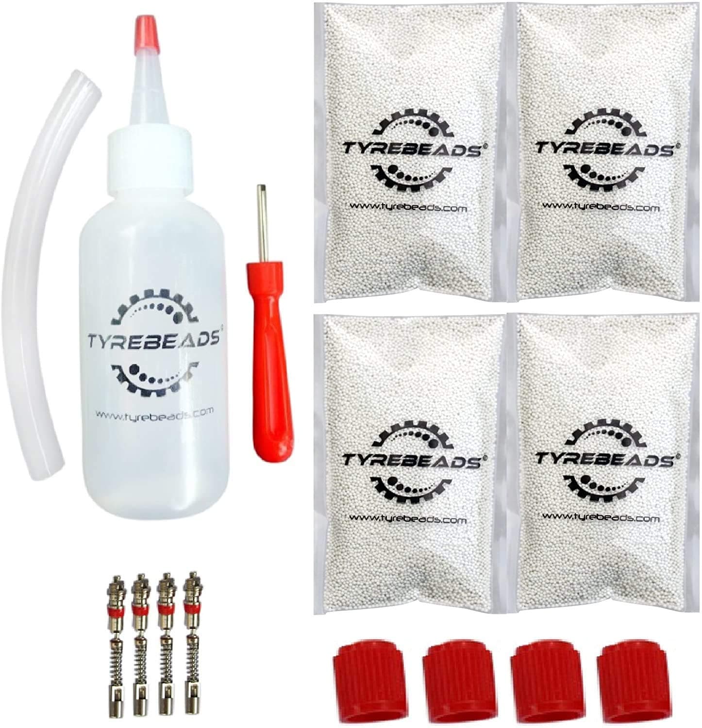 Tire Balancing Beads - 4 bags of 6 oz (24 total) fits 4 tires + FREE Installation Kit.