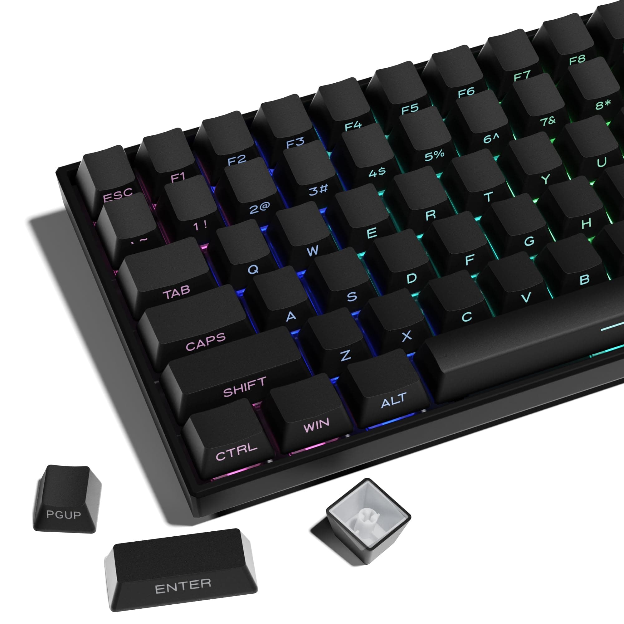 SDYZ PBT Keycaps - Side Print Keycap Set, Double Shot Shine Through Custom Keycaps, Black Keycaps OEM Profile 136 Keys, Minimalist Style Phantom Keyboard Keycap for Mechanical Keyboards