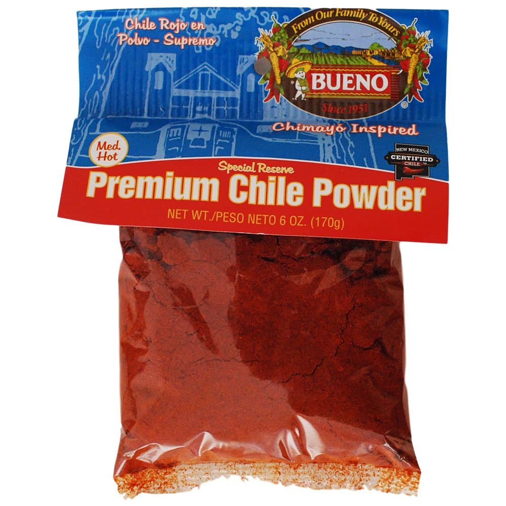 BUENO Medium Hot Red Chile Powder - Special Reserve Chimayo Chile Powder - Made from New Mexico Dried Red Chile Peppers - 6 Ounce Bag