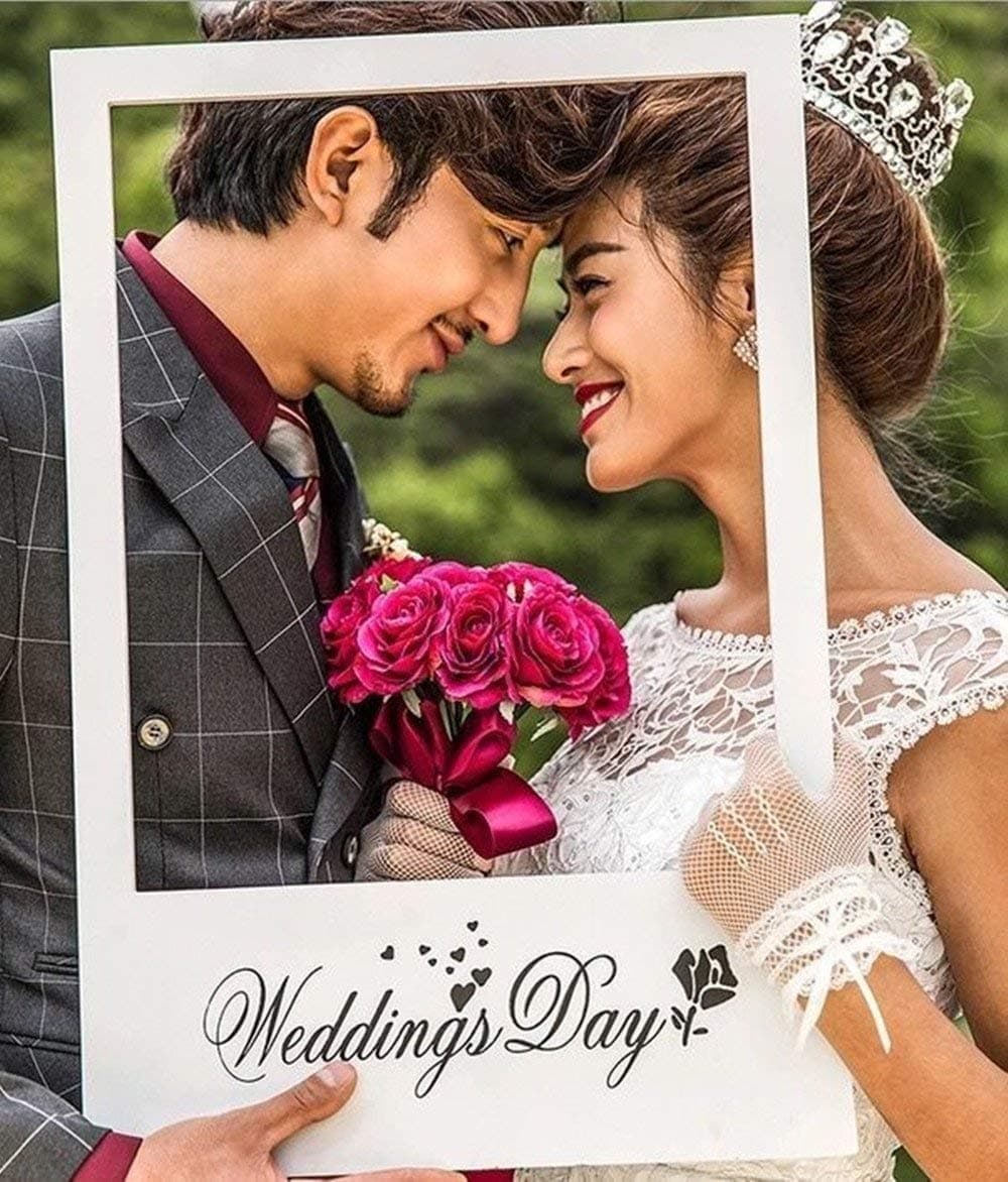 Weeding Day DIY Photo Frame Booth Prop Paper Photo Booth Props Picture Selfie Frame Background Party Decoration