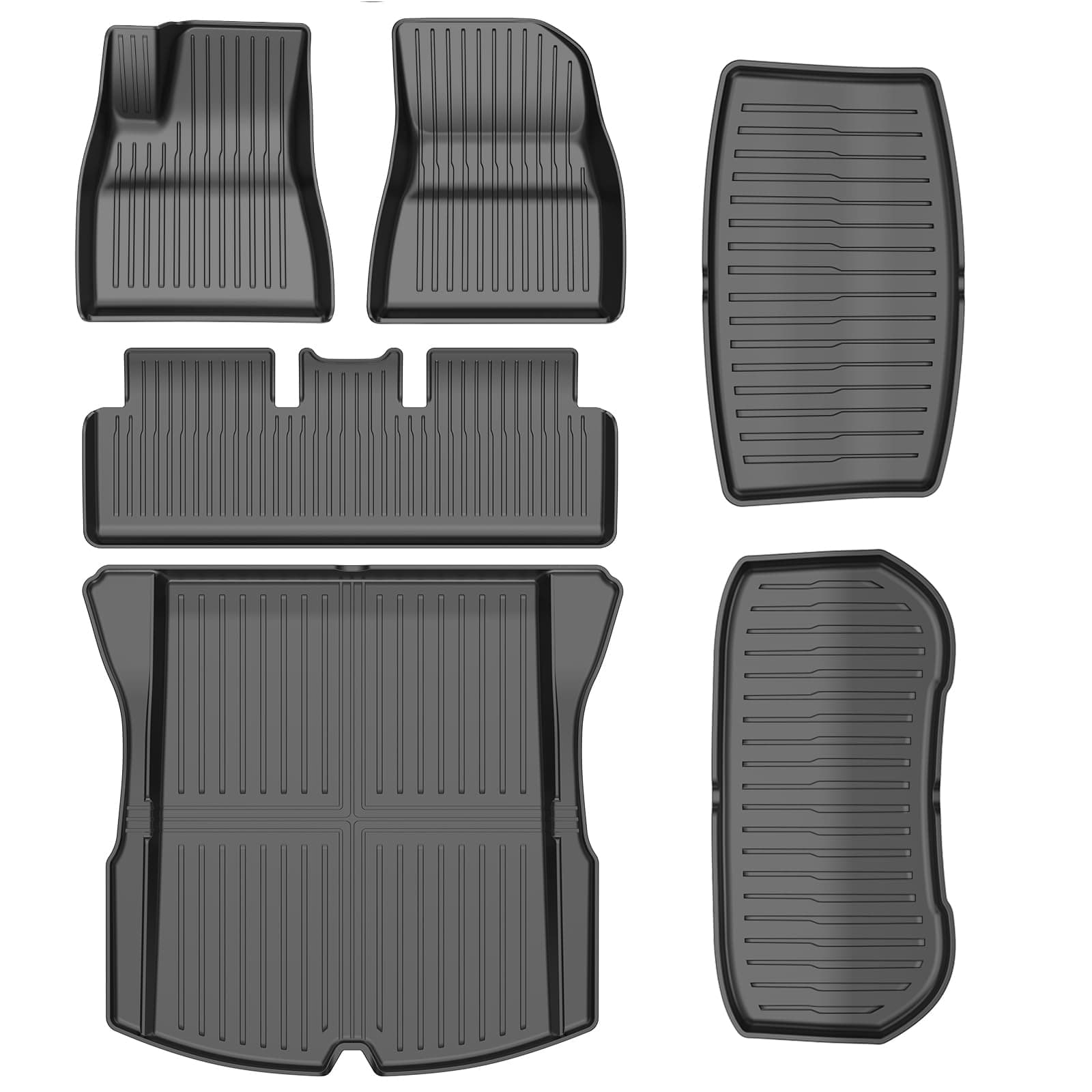 Tesla Model 3 Highland Floor Mats Custom Fit All Weather TPE Cargo Liner Cargo Trunk Accessories,Compatible 2025 2024 Tesla Model 3 (2025 2024 Model 3 Full Floor Mat Kit Set of 6
