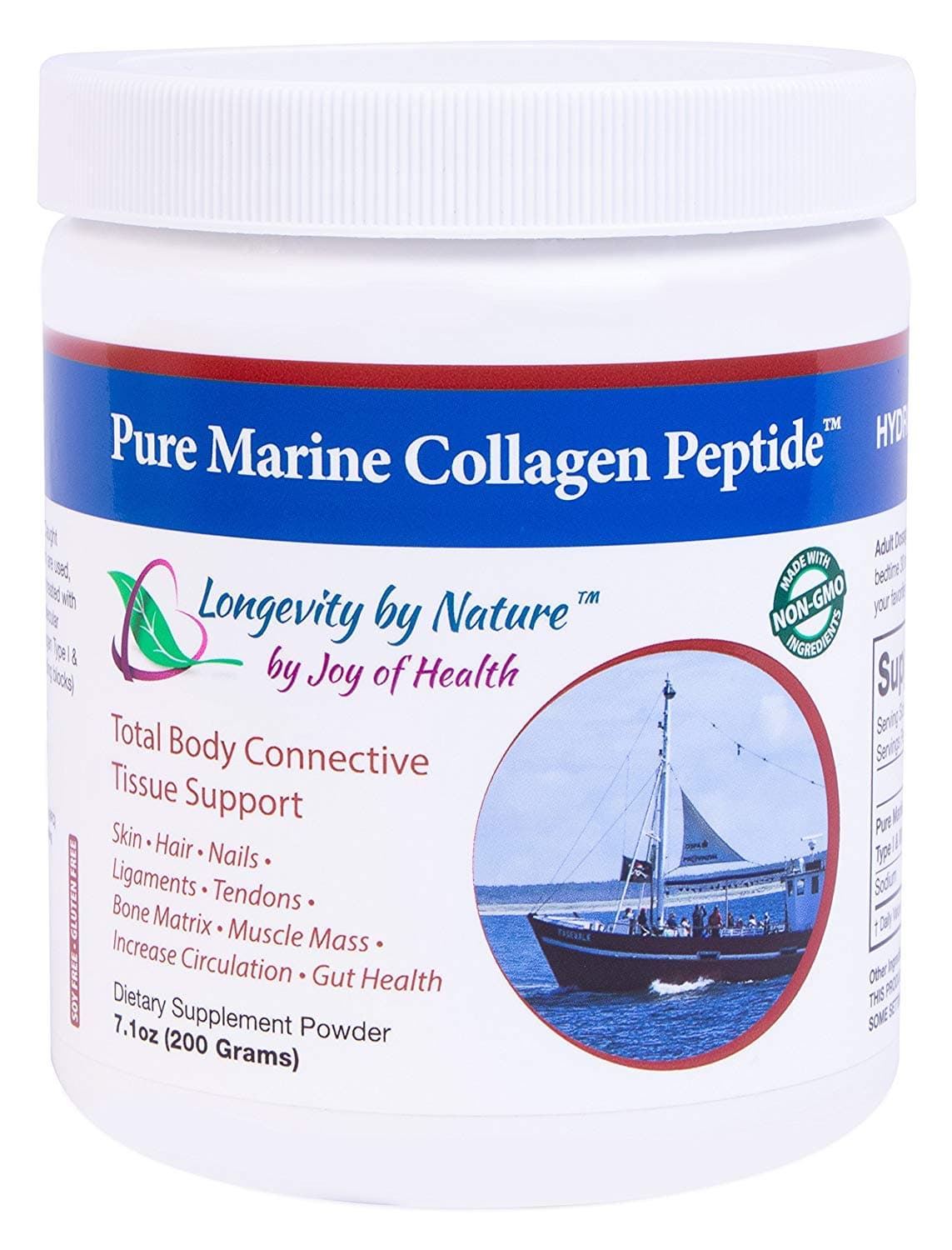 Joy of Health Hydrolyzed Pure Marine Collagen Peptide Powder for Skin, Hair, Nails, & Bones 7.1 oz.