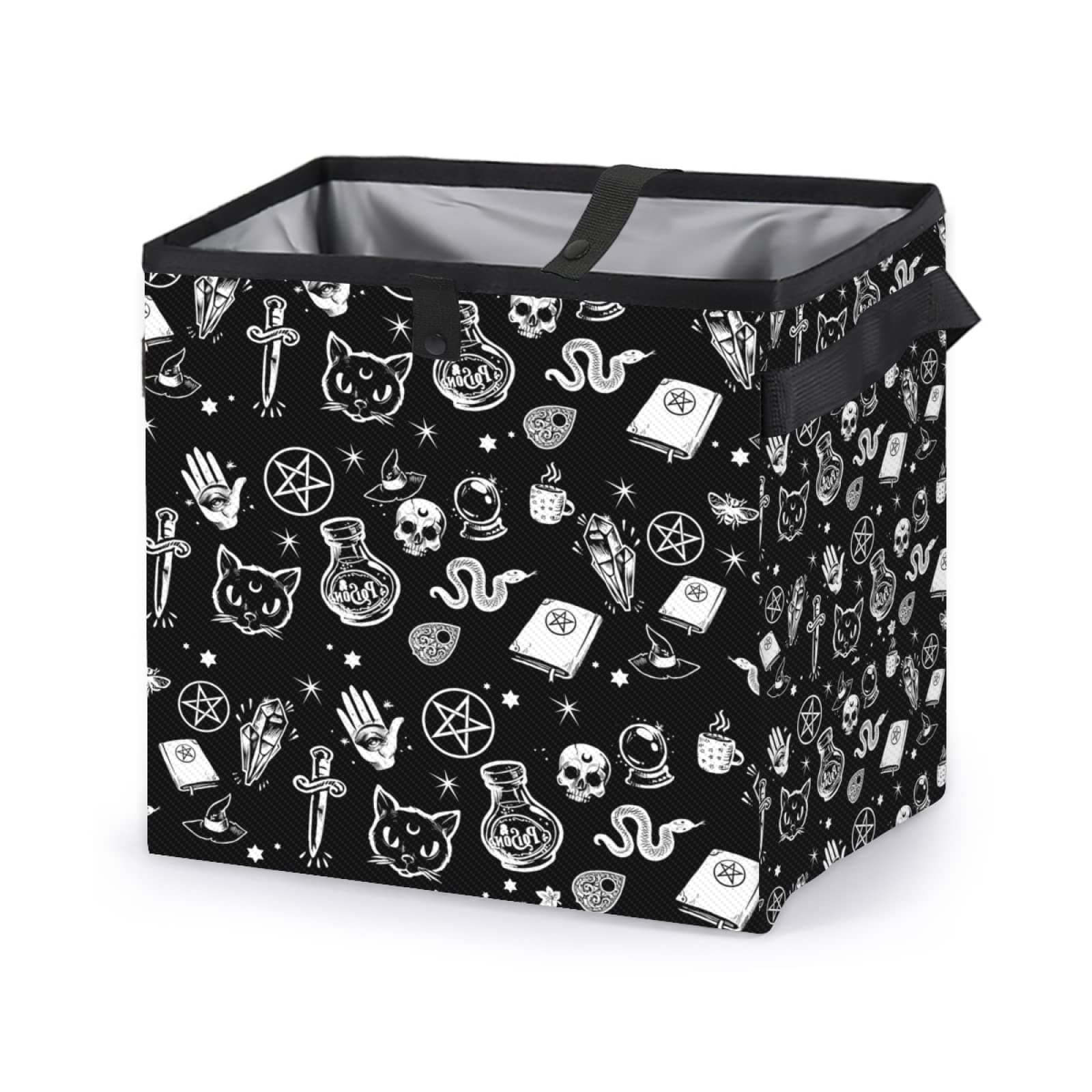Gothic Skull Moon Car Trash Can Waterproof Car Garbage Can, Multifunctional Car Accessory, Goth Car Trash Bag Storage Bags with Lid, Leak Proof Car Trash Bin Hanging Car Dumpster
