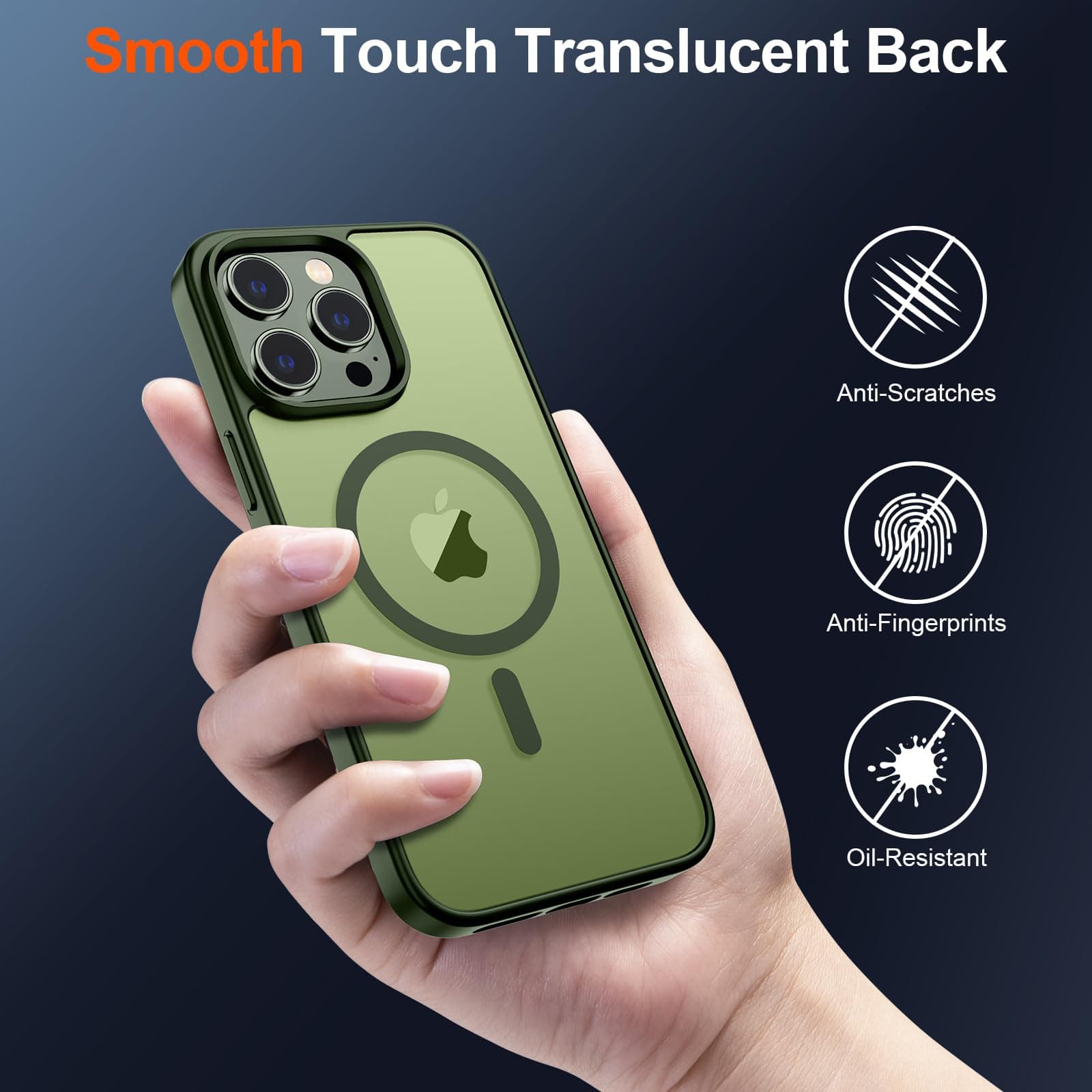 SUPFINE Magnetic for iPhone 13 Pro Max Case (Compatible with MagSafe) (Military Grade Drop Protection) Slim Translucent Matte Shockproof with Anti-Fingerprint Phone Case,Cangling Green