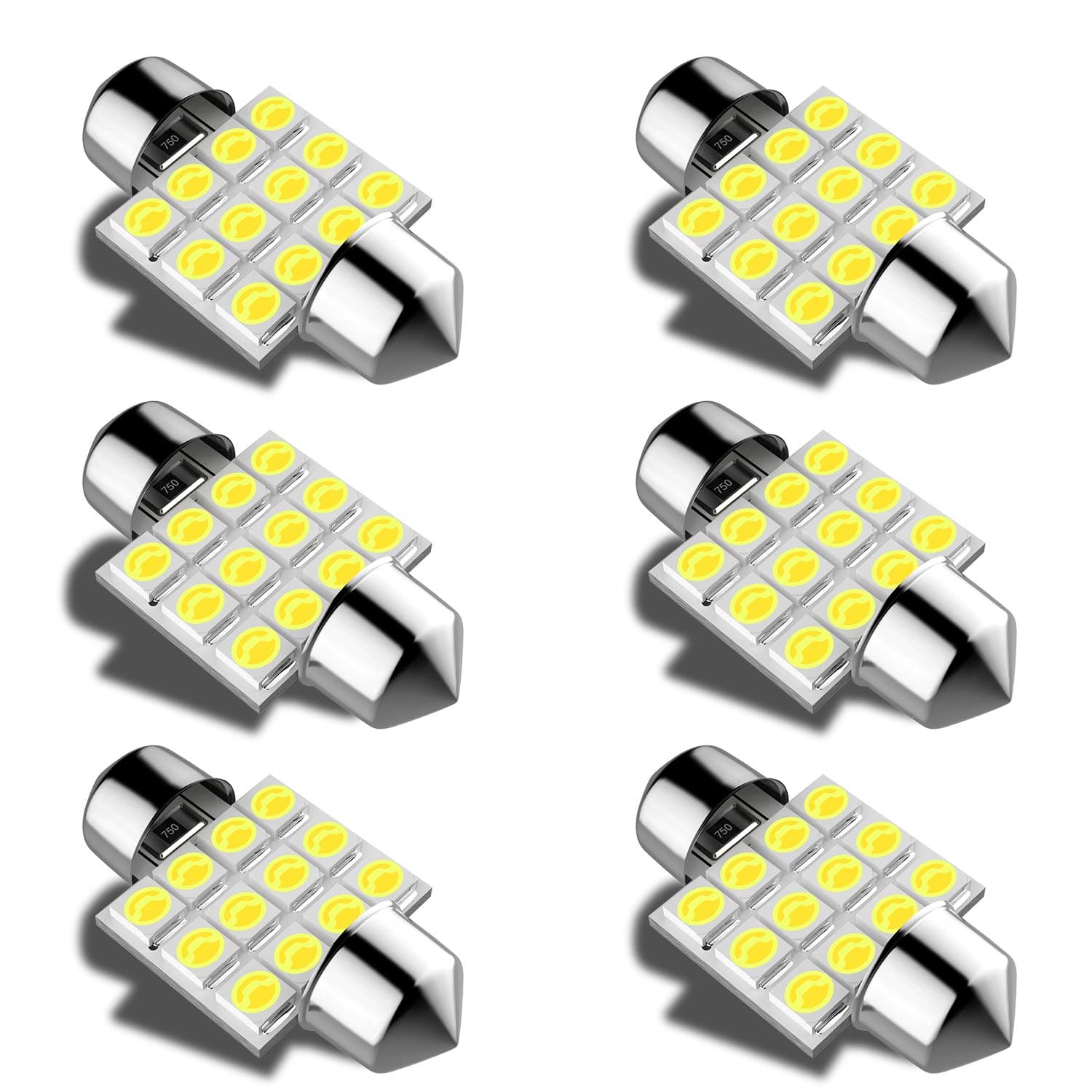 HX-CQHY DE3175 LED Bulb 31mm 1.22in Festoon LED Bulb, Ultra Bright 12-SMD 3528 Chipsets DE3021 3022 LED Bulb Replacement for Interior Map Dome Door Courtesy Light -White 6500K (Pack of 6)