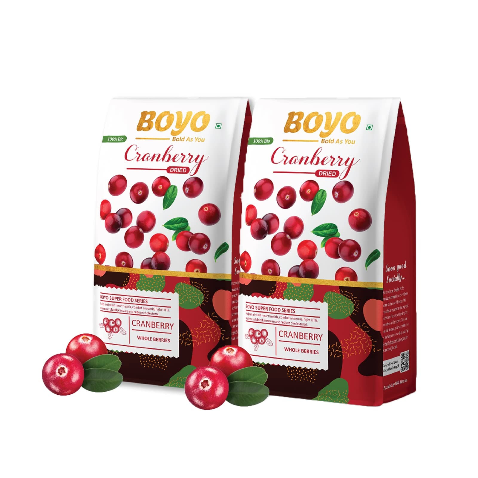BOYO Dried Whole Cranberry 400Gm 100% Vegan And Gluten Free - Vitamin Rich Cranberries, Dried Cranberries, Healthy Snack For Kids And Adults