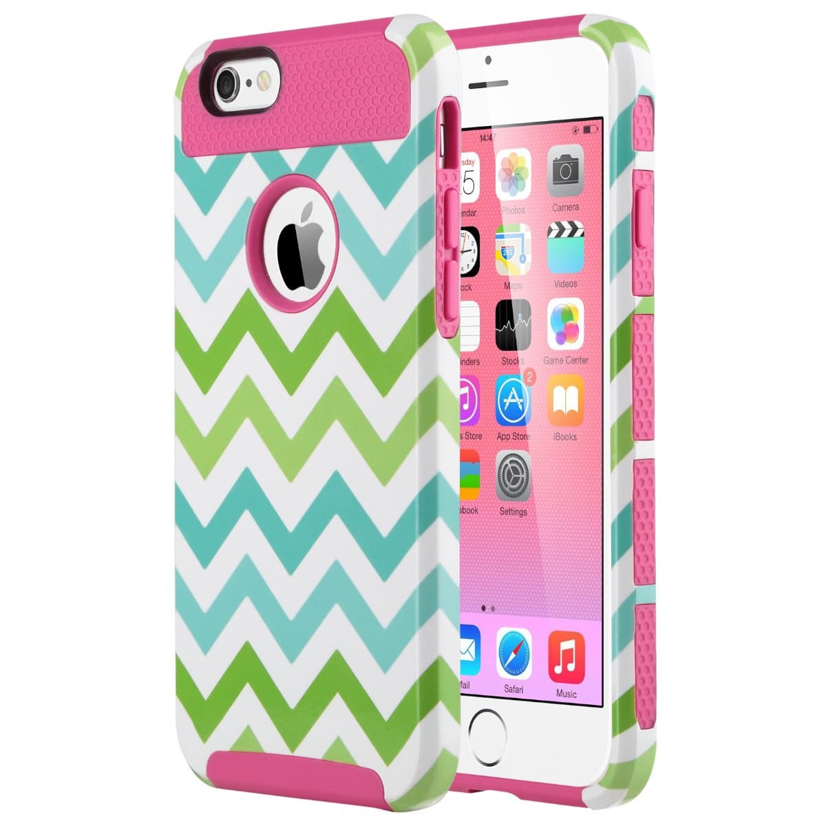 ULAK 2in1 Hybrid Case with Soft TPU and Hard PC Design for Apple iPhone 6S & iPhone 6 4.7 inch (2 in 1 Wave-Rose Pink)