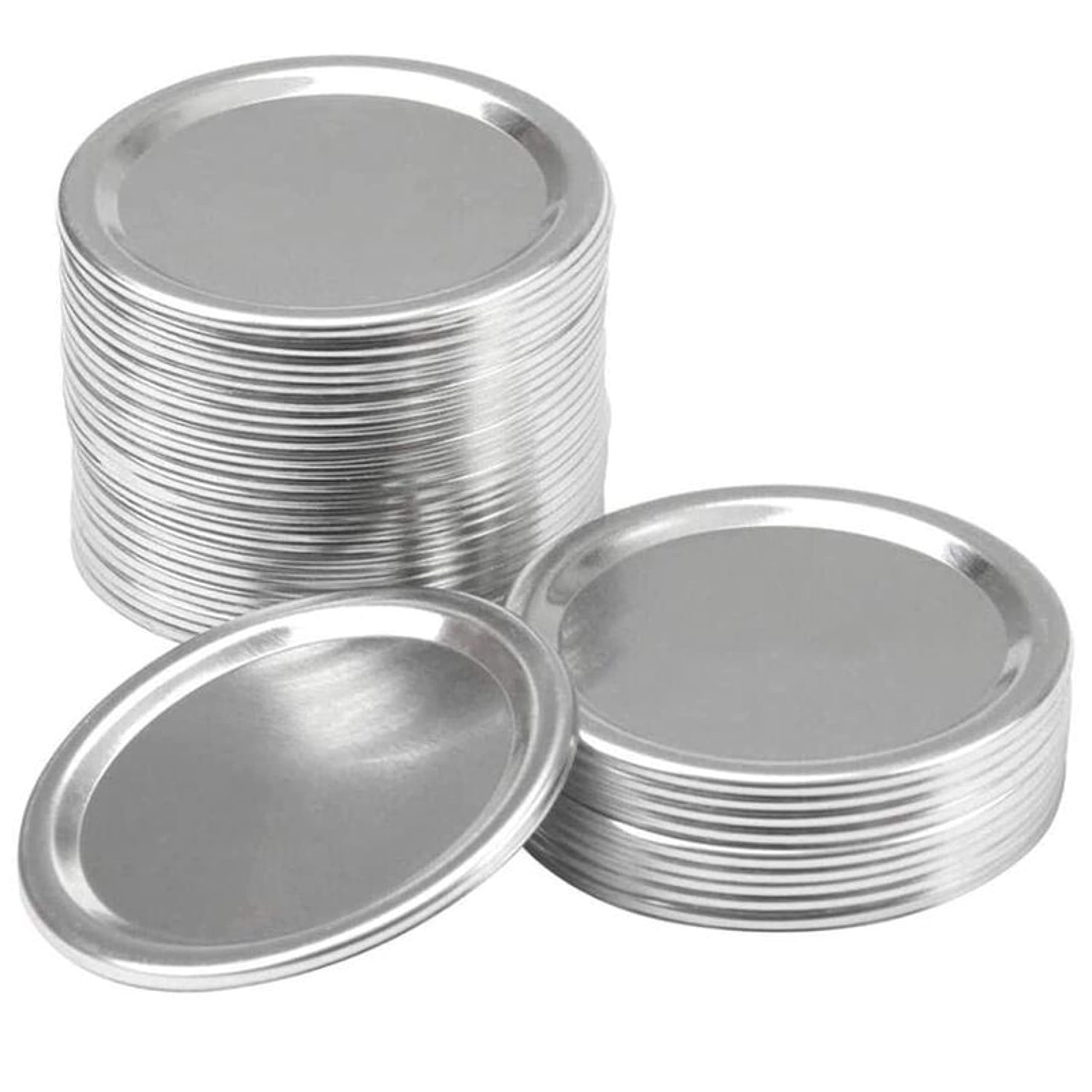 48 Pcs Premium Canning Jar Lids Set Split-type Canning Lids Leak Proof and Secure Canning Jar Caps (70 mm, Silver, 48 Pcs Lids)
