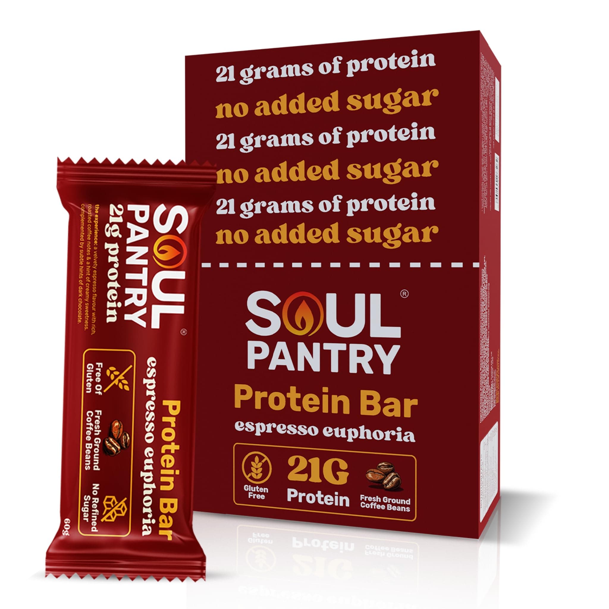 Espresso Euphoria Protein Bar, 60g × 3 bars | 63g of Protein - No Added Sugar, Gluten-Free - Fresh Coffee, Flax Seeds & Rosemary - Low Carb, High Protein Snack