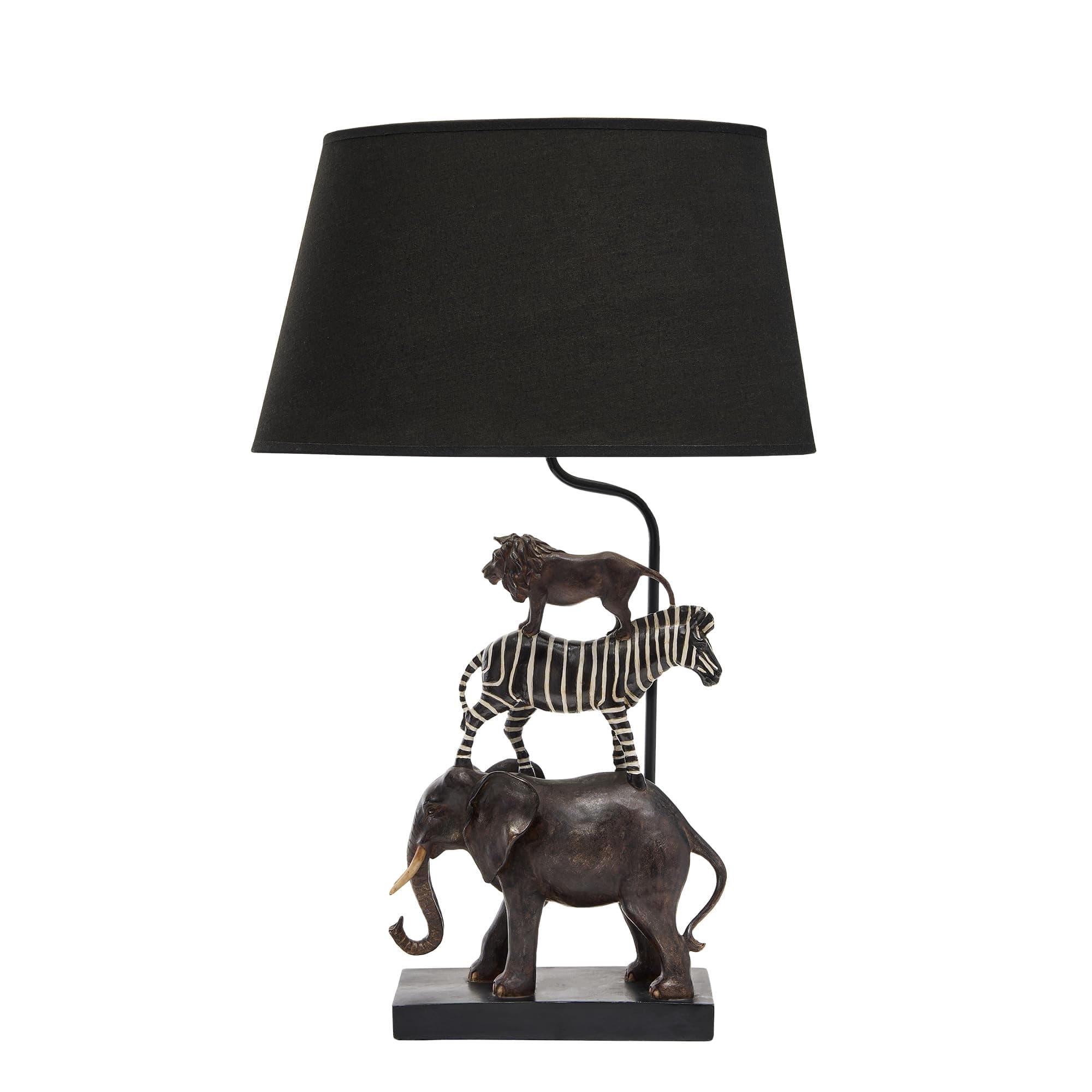Safari Table Lamp with Animal Frame and Black Shade