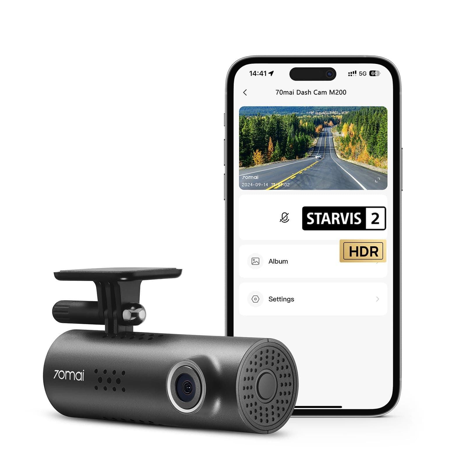 Dash Cam M200, Dash Camera for Cars 1080P, Dash Cam Front with STARVIS2 IMX662, HDR Night Vision, Parking Monitor, G-Sensor, Loop Recording, Time-Lapse,App & WiFi, Voice Control Small DashCam