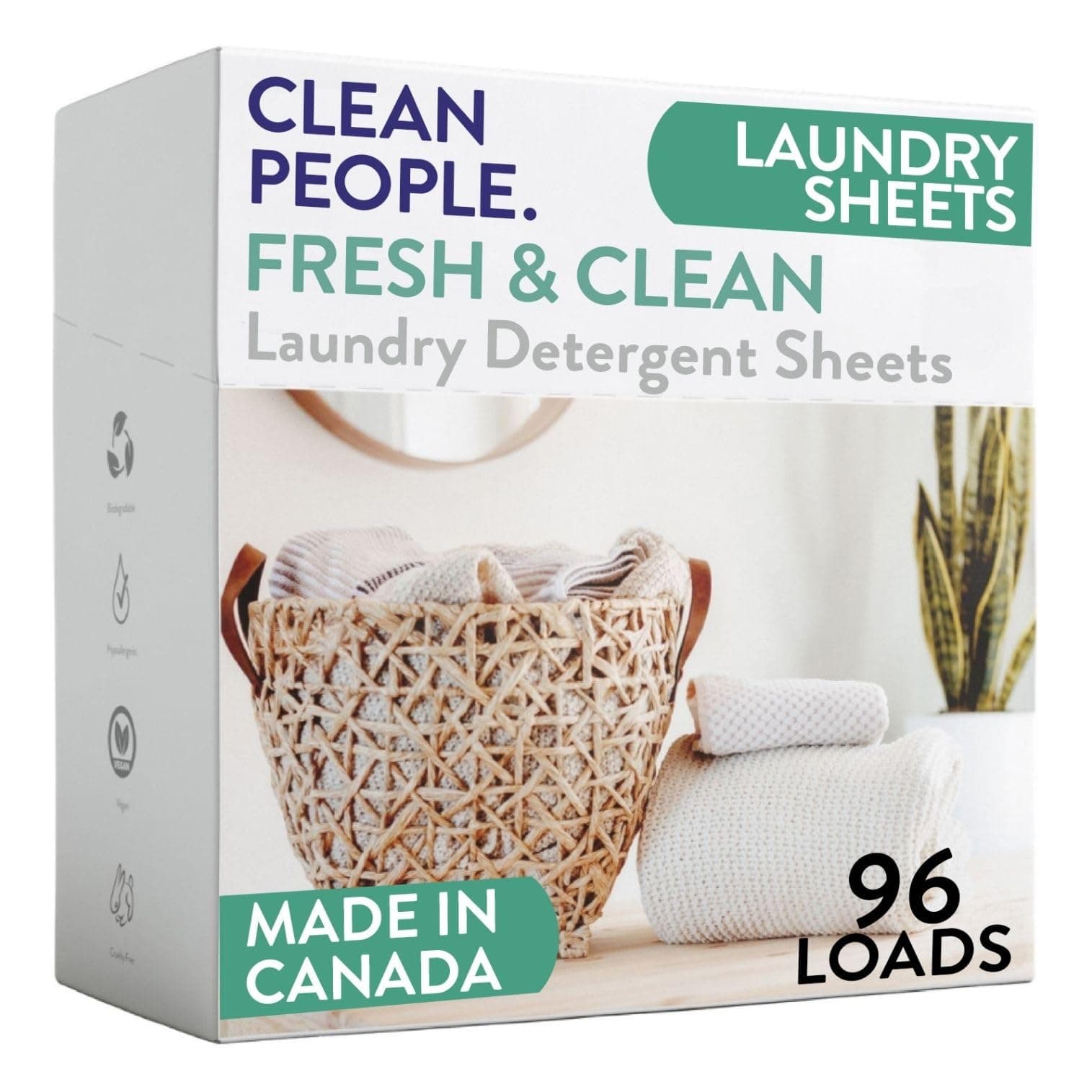 Laundry Detergent Sheets - Laundry Soap - Ultra Concentrated, Recyclable Packaging, Stain Fighting - Fresh Scent, 96 Pack