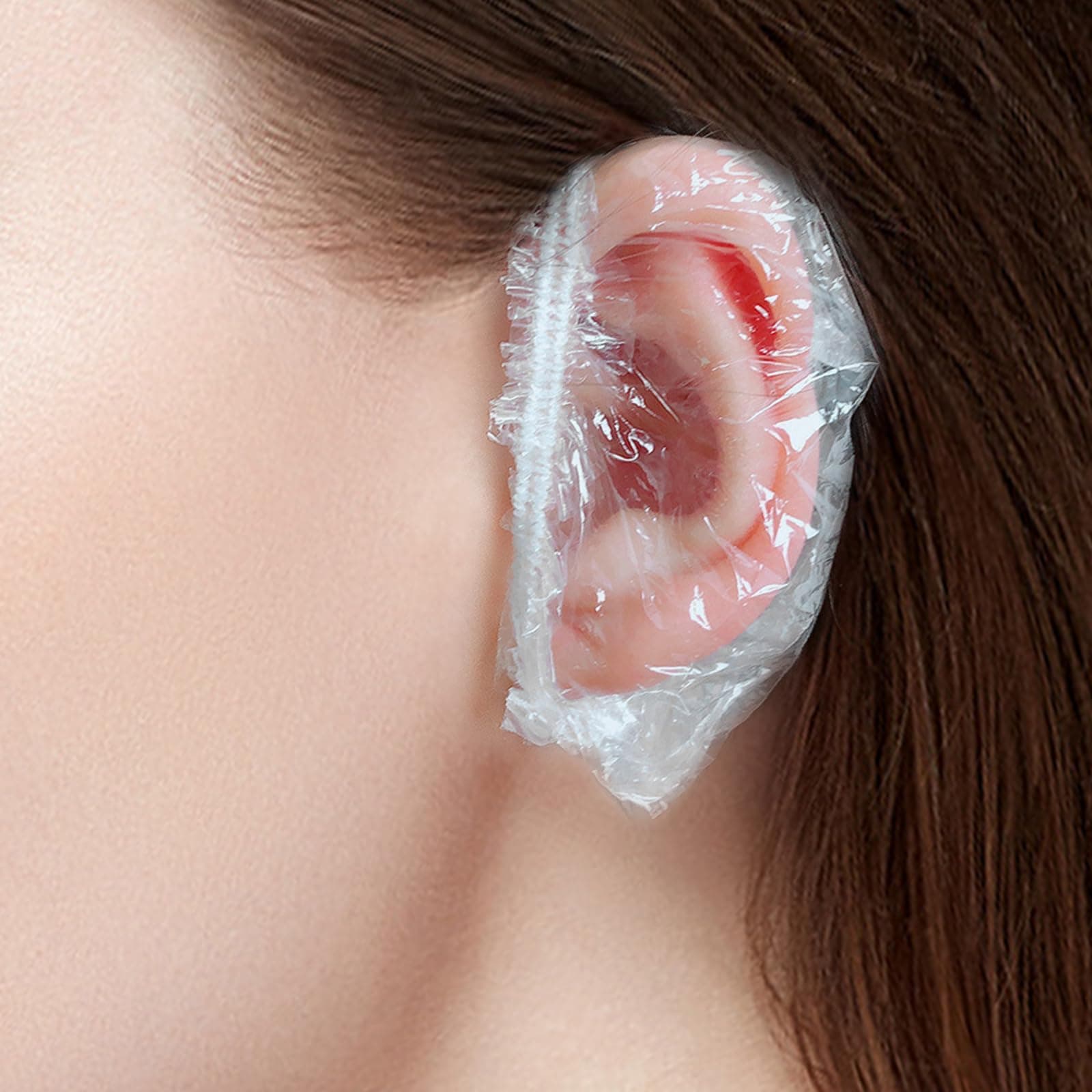 200PCS Clear Disposable Ear Protectors, Waterproof Ear Protectors for Bathing, Hair Colouring and Beauty Treatments