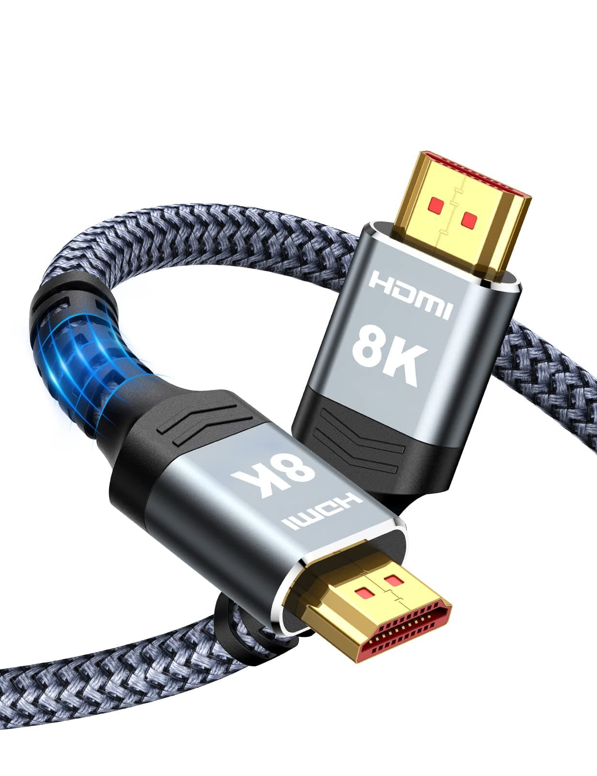 8K@60 2.1 Long HDMI Cable 35FT, Ultra 48Gbps High Speed HDMI Braided Nylon 4K120 144Hz eARC HDR Compatible for PS5 and Monitor