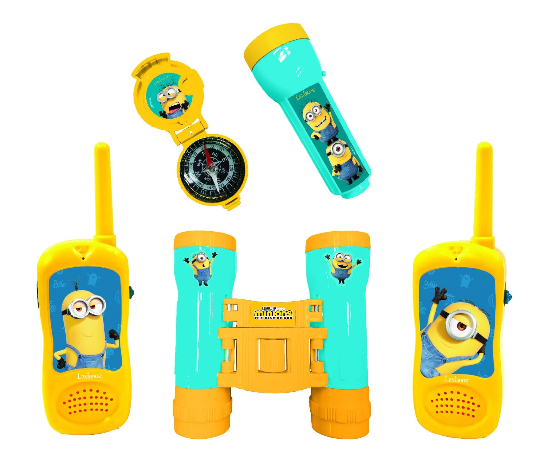 LEXIBOOK, Despicable Me Minions, Adventurer Set for Children, Walkie-Talkies, Binoculars, Compass, Torchlight, Blue/Yellow, RPTW12DES