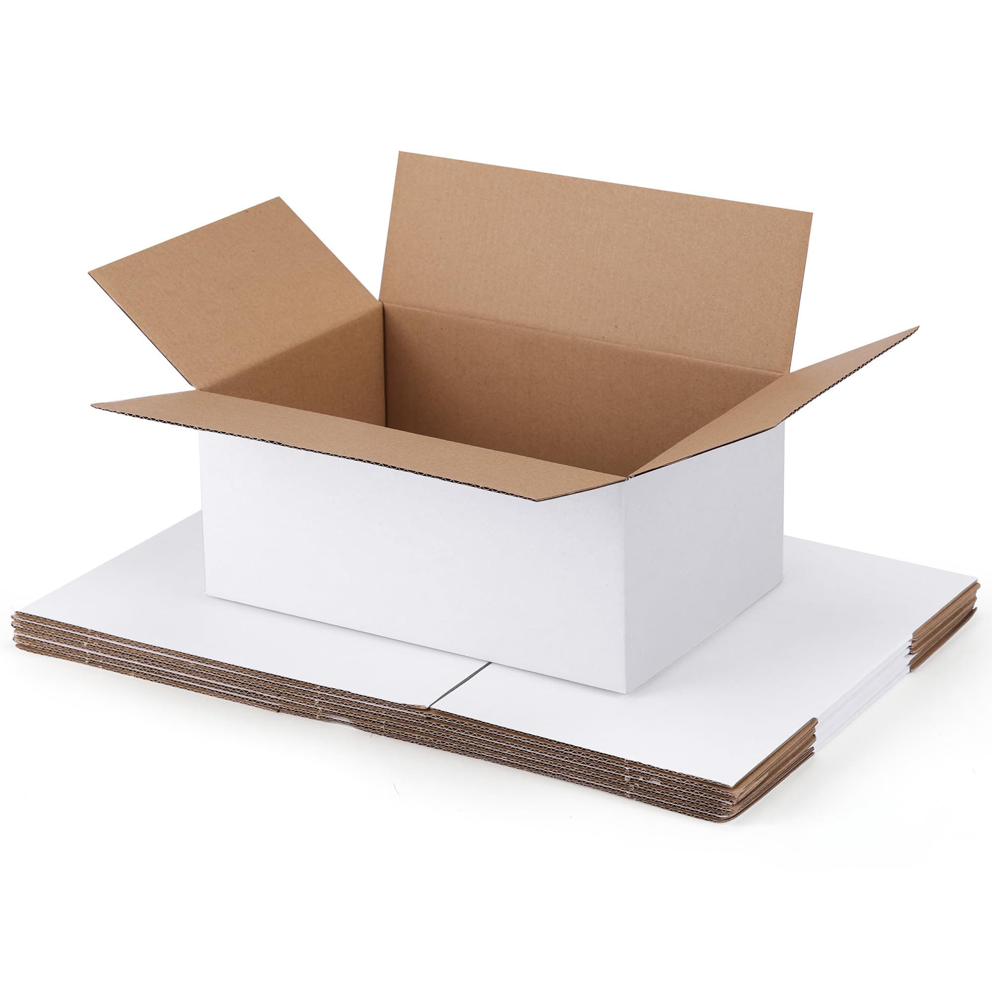 Shipping Boxes 10x7x5 Set of 6, White Corrugated Cardboard Box for Mailing Business Packaging
