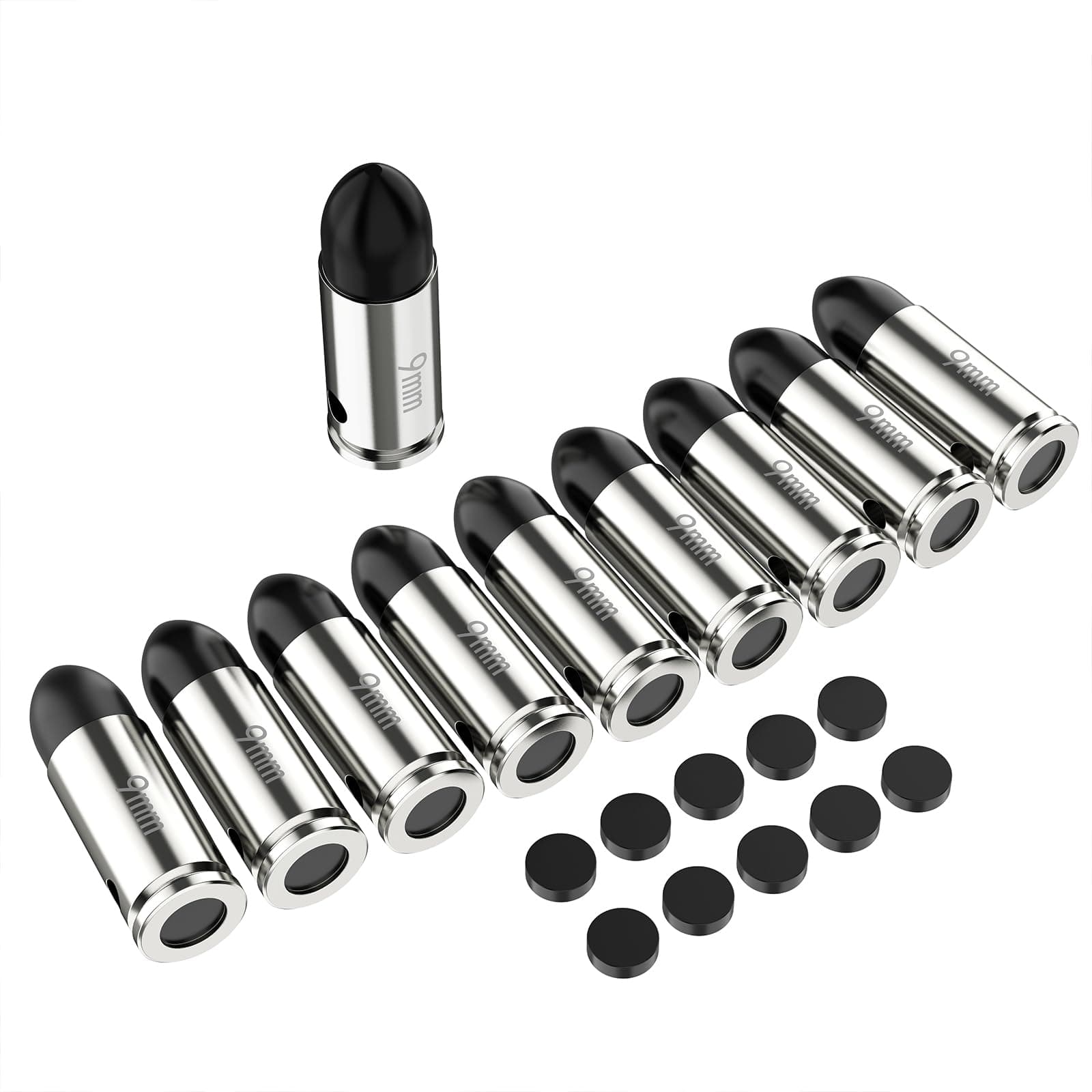 Safety Practice Round Action Training Snap Caps (9mm-10pcs, Black