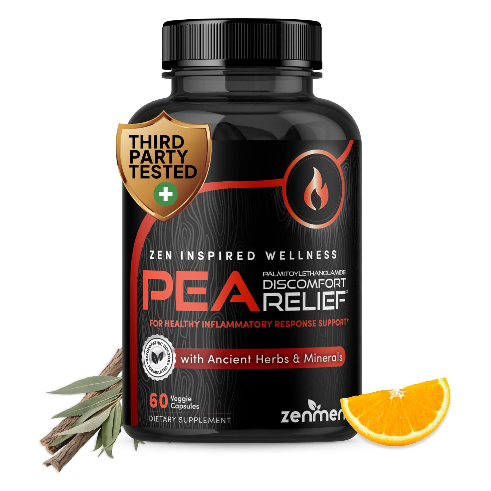 Palmitoylethanolamide (Pea) 600mg - Third Party Tested - with Luteolin, White Willow Bark, Magnesium - Supports Healthy Immune & Nervous Systems, Joints & Sciatic Nerve Relief - 60 Vegan Capsules