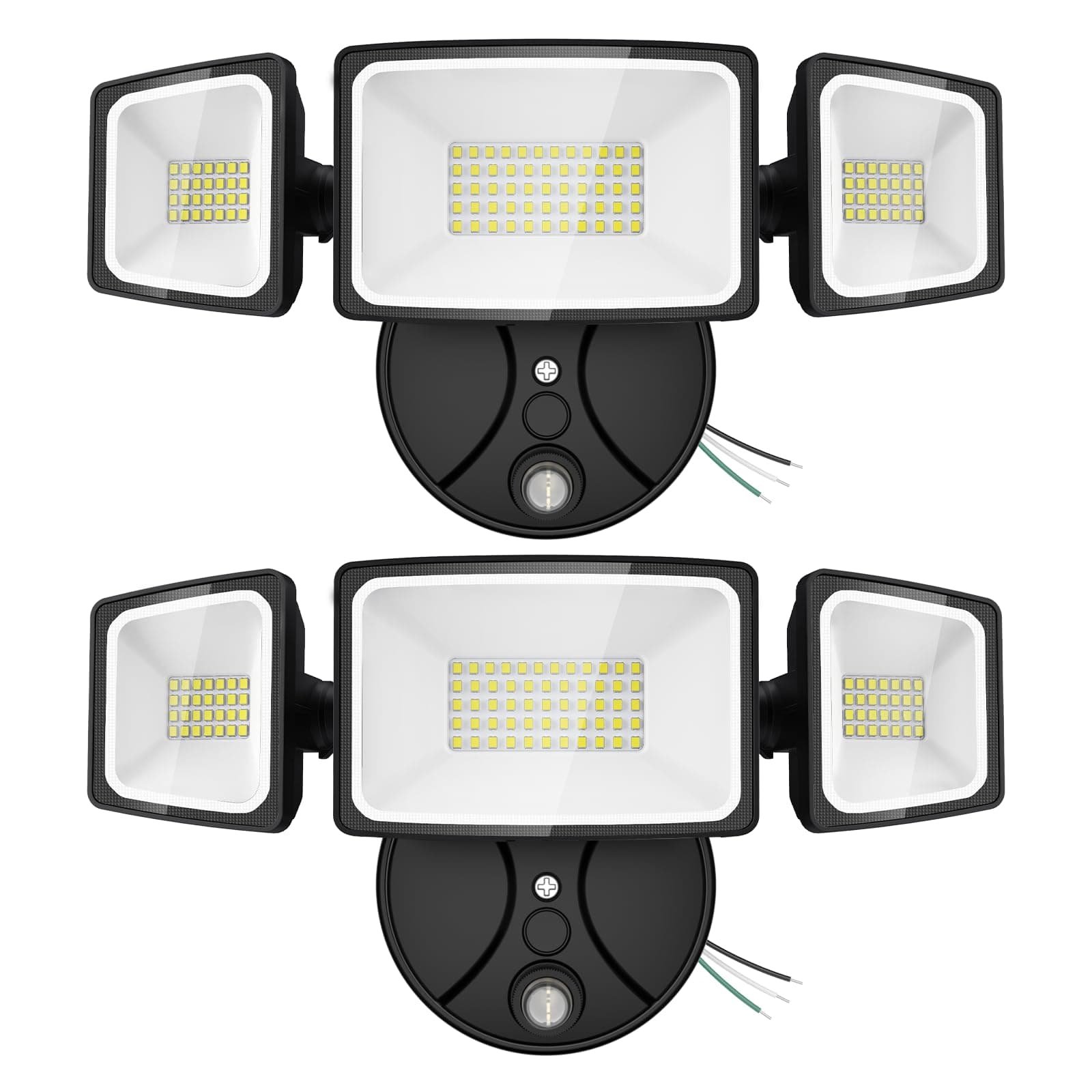 Onforu 70W LED Dusk to Dawn Outdoor Lighting,2 Packs 7000LM Exterior Flood Lights,IP65 Waterproof Outdoor 3 Adjustable Heads Photocell Black Lights Fixture,6500K Daylight White Floodlights(Black)