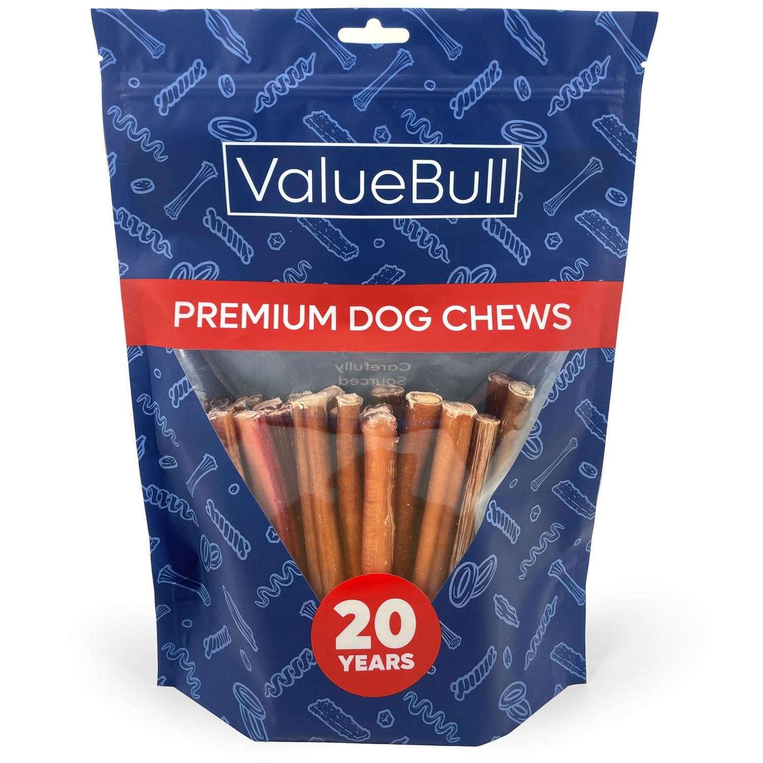 Bully Sticks for Dogs, Thick 6 Inch, 25 Count - All Natural, Grass Fed, Single Ingredient, Long Lasting Dog Treats