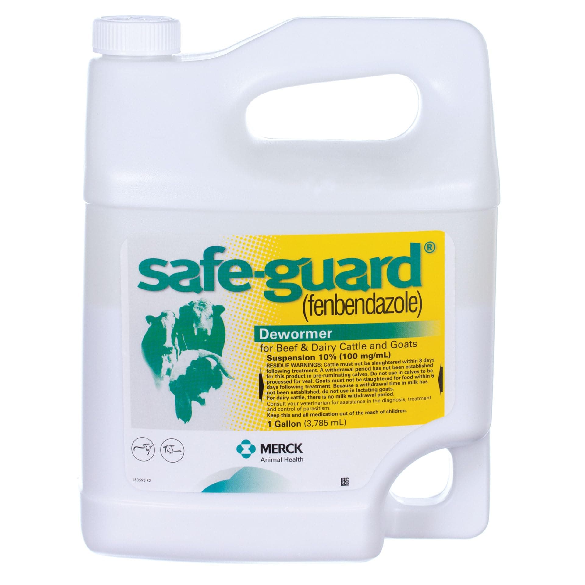 Safe-Guard Dewormer for Goats and Cattle, 10% Fenbendazole Suspension, Broad-Spectrum Oral Drench for Internal Parasite Control in Beef and Dairy Cattle, Large Volume Supply, Gallon