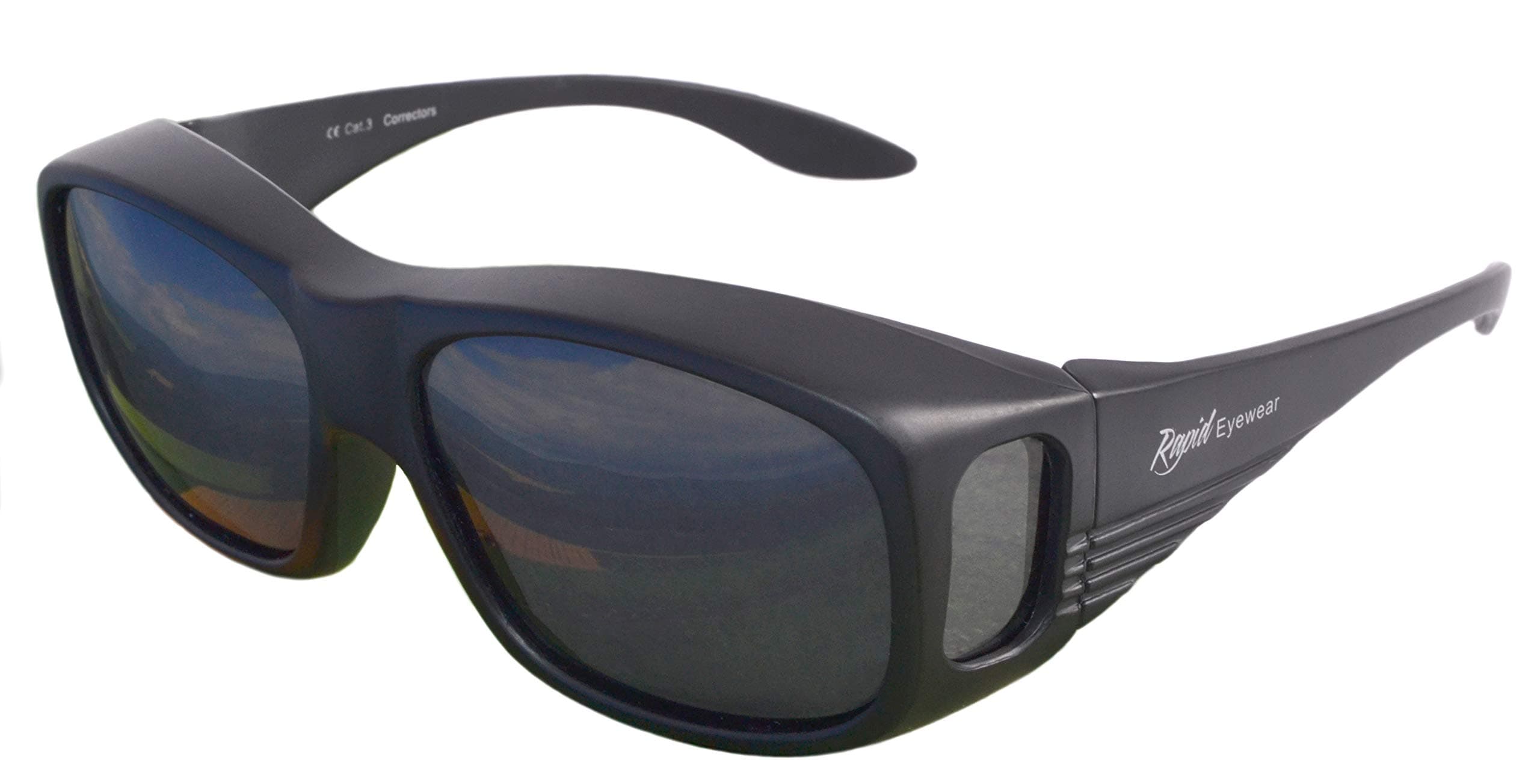 Rapid Eyewear Polarised Over Glasses Sunglasses that Fit Over the Top of Your Normal Specs for Men & Women. OTG for Fishing, Cycling and Driving. Black