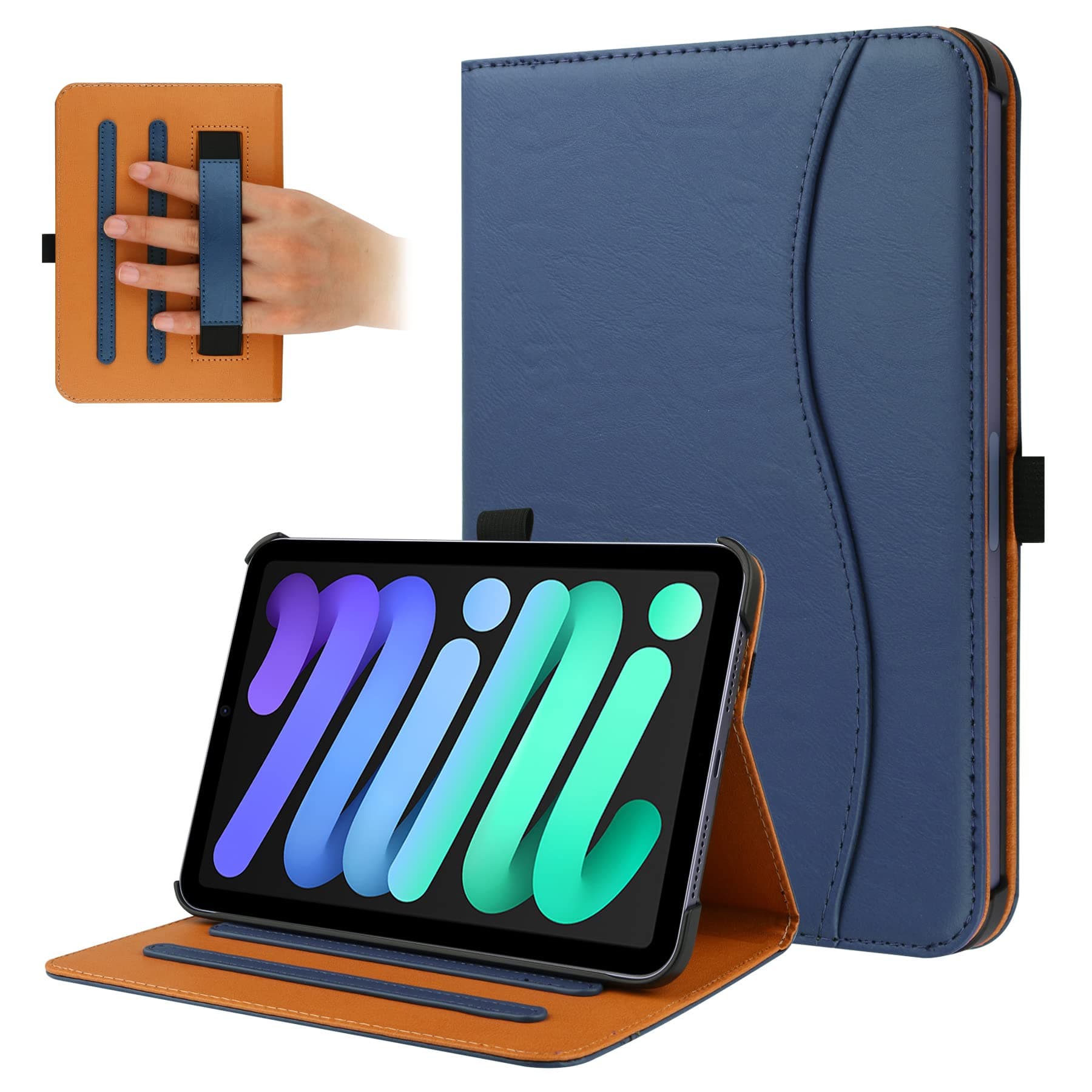 iPad Mini 6th Generation Case 8.3 Inch 2021, Premium PU Leather Folio Stand Smart Protective Cover, Multi-Viewing Angles and Auto Wake & Sleep Function for iPad Mini 6th Gen (Dark Blue)