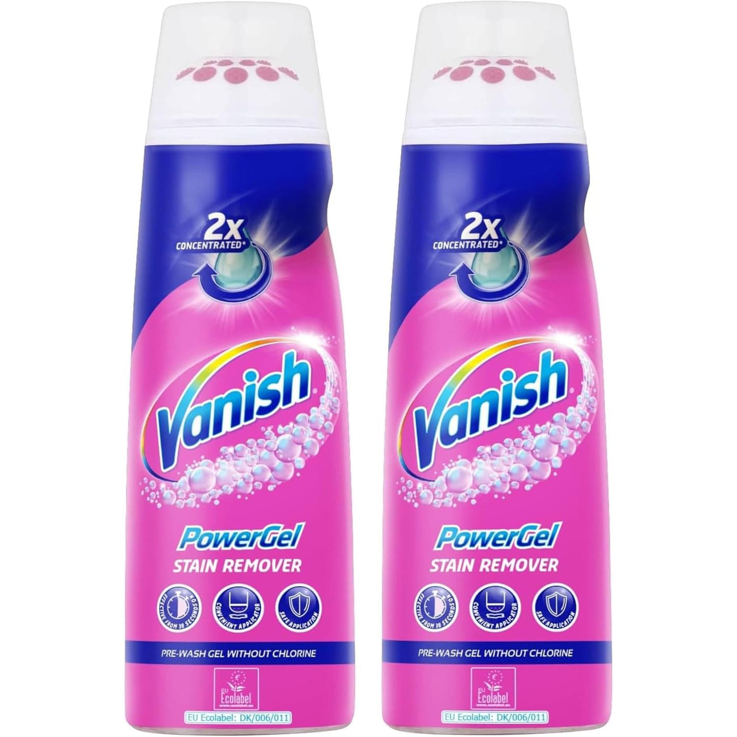 Vanish Pre-Treat PowerGel Stain Remover, 200ml, Pack of 2, 2x Concentrated Formula, Fights Stubborn Grass, Mud, Make-up Stains and More, Safe on Everyday Coloured and White Fabrics