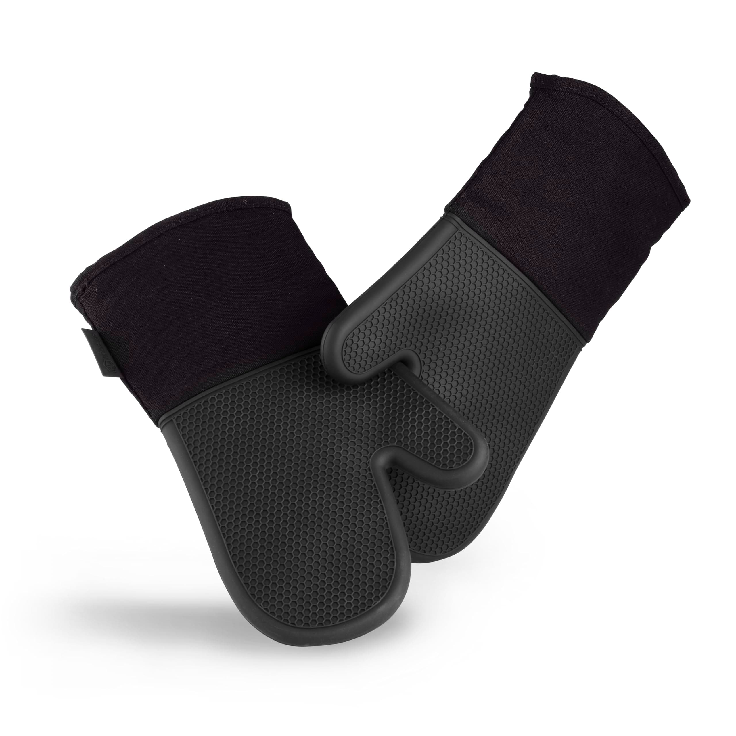 Silicone Oven Mitt Set, 2-Pack, Heat Resistant to 500ºF, Black