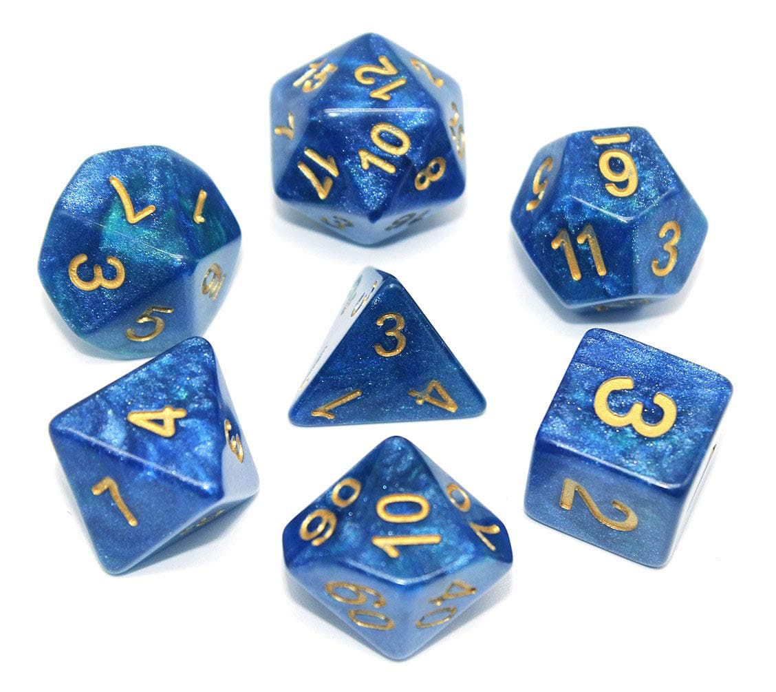 Polyhedral DND Dice Set RPG Bule Peacock Dice Fit Dungeons and Dragons Pathfinder D&D MTG Math Role Playing Game Board Games Table Game 7-Die Dice Set