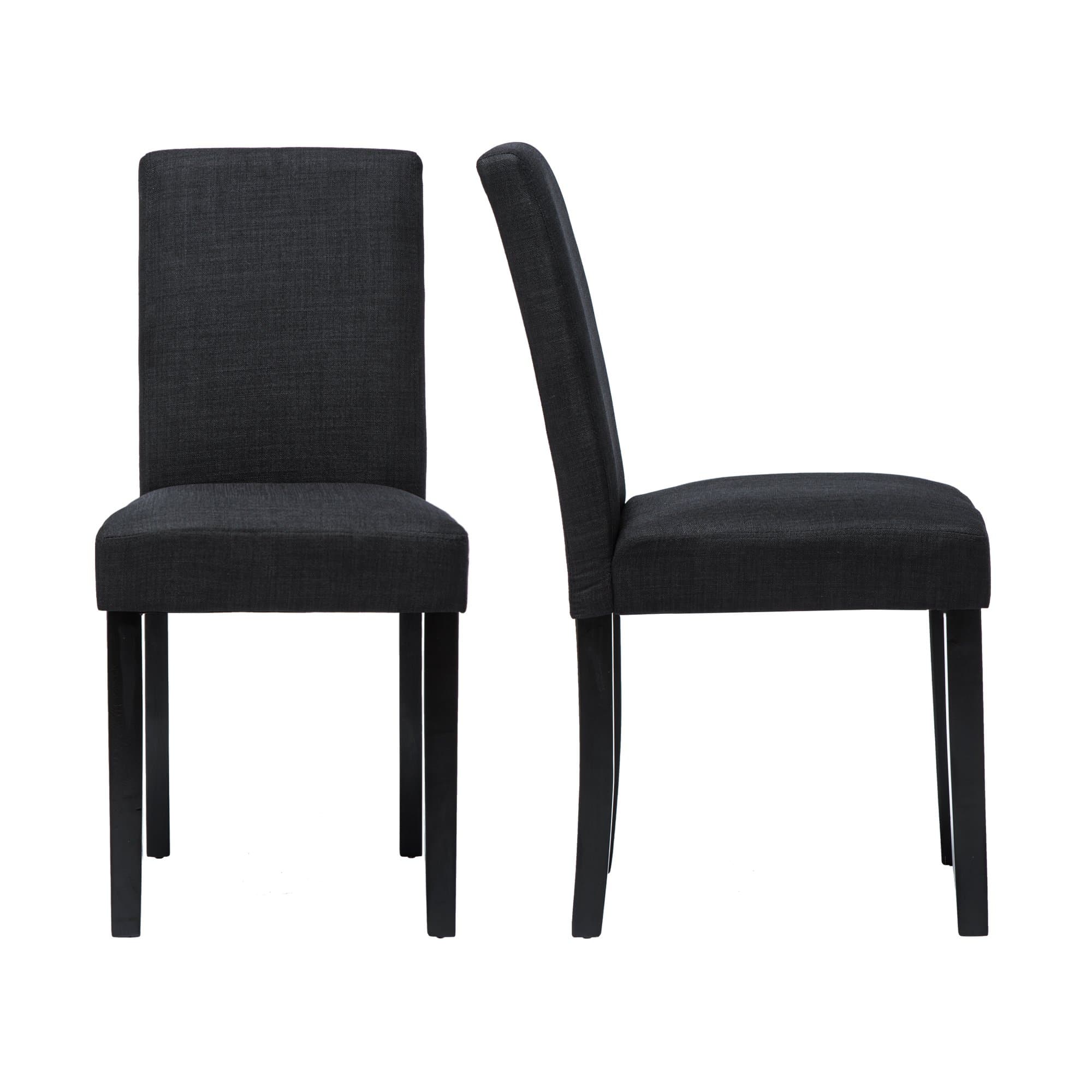 Set of 2 Modern Fabric Upholstered Dining Chairs Elegant Design Dining Room Chairs (Black Set of 2)