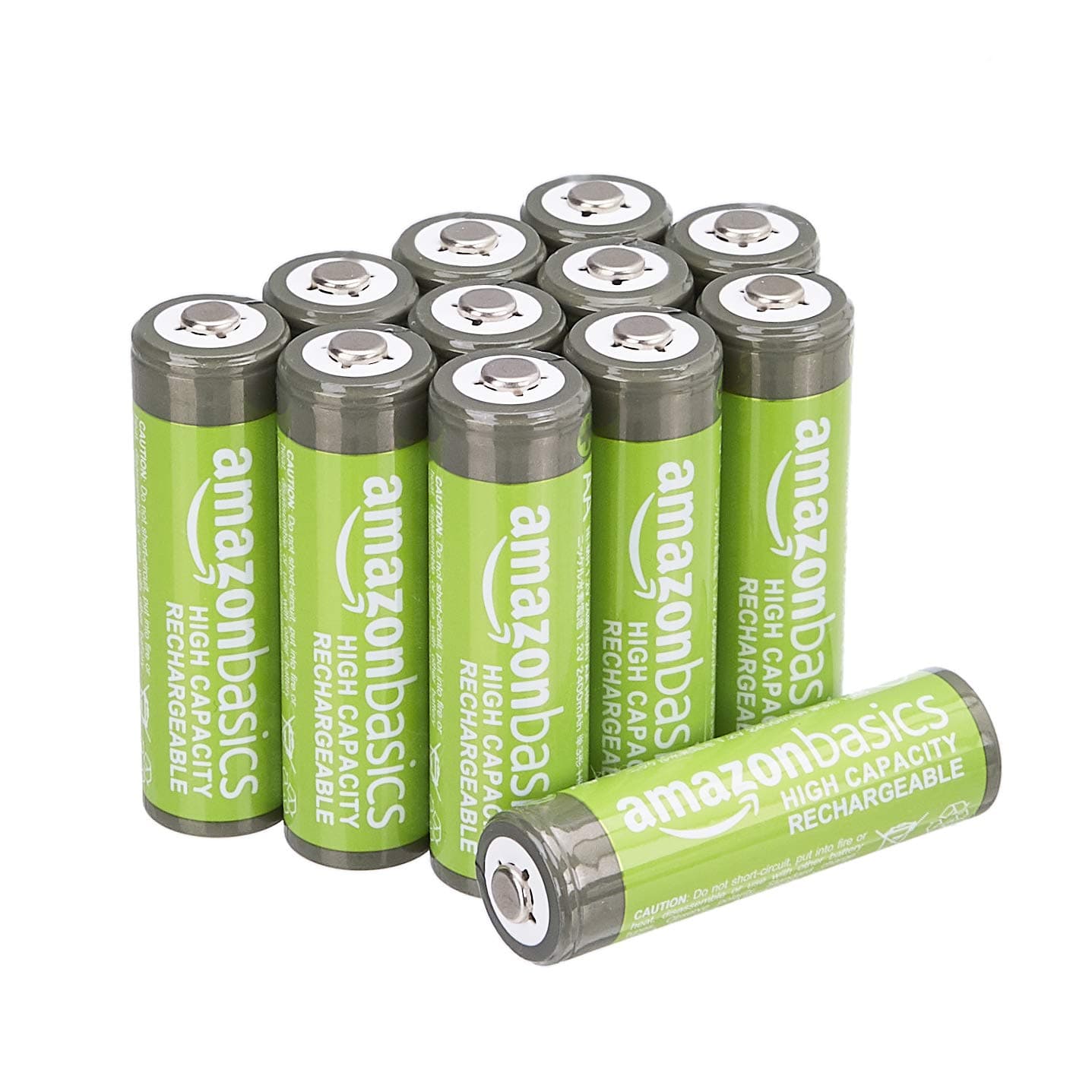 12-Pack Rechargeable AA NiMH High-Capacity Batteries, 2400 mAh, 1.2V, Low Self Discharge, Pre-Charged, Recharge up to 400x Times