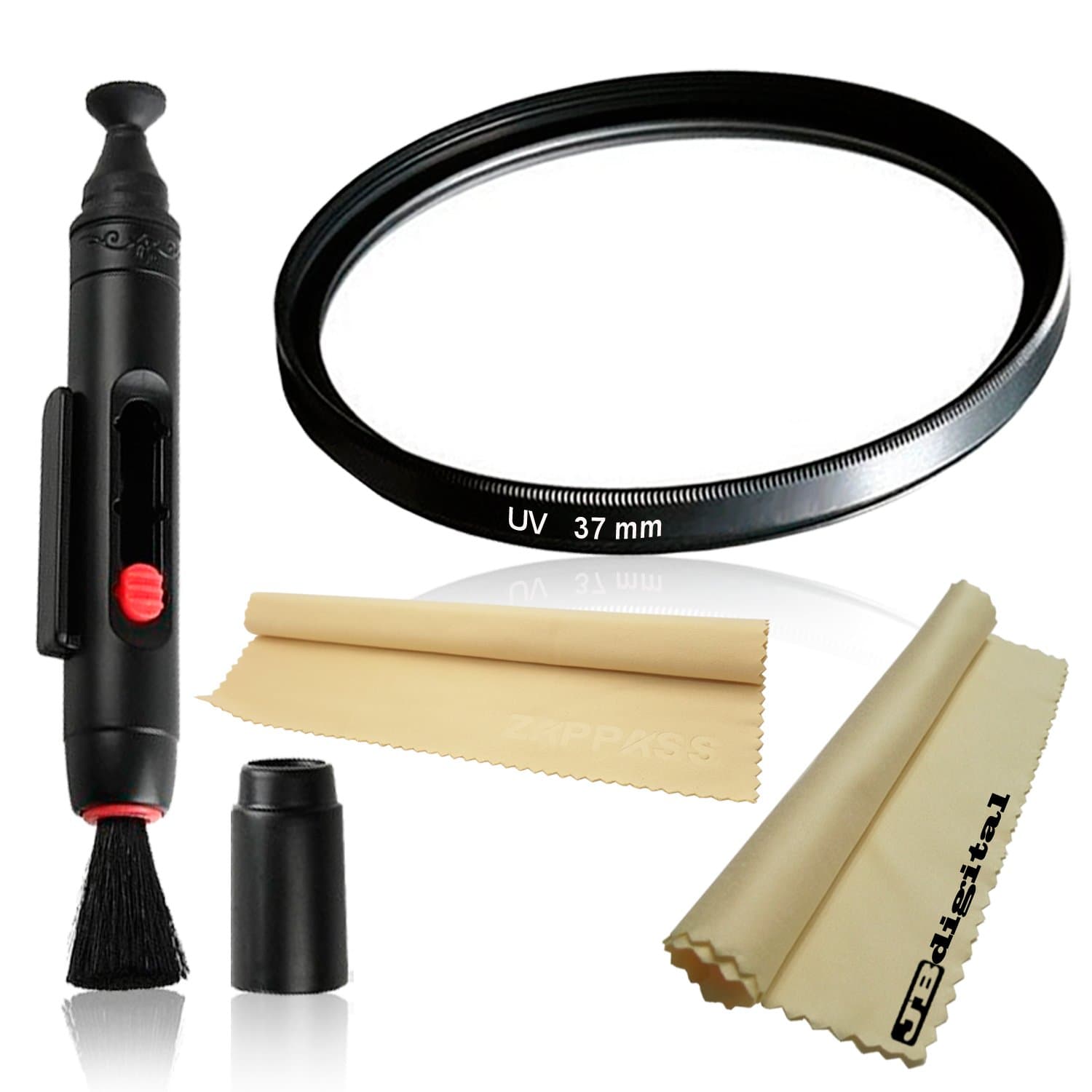 37mm UV Lens Protection Filter for Olympus PEN E-PL3/ E-P3/ E-PL2/ E-PM1, with 14-42mm Lens + Lens Cleaning Pen System + Bonus 2 JB Digital Microfiber Cleaning Cloths