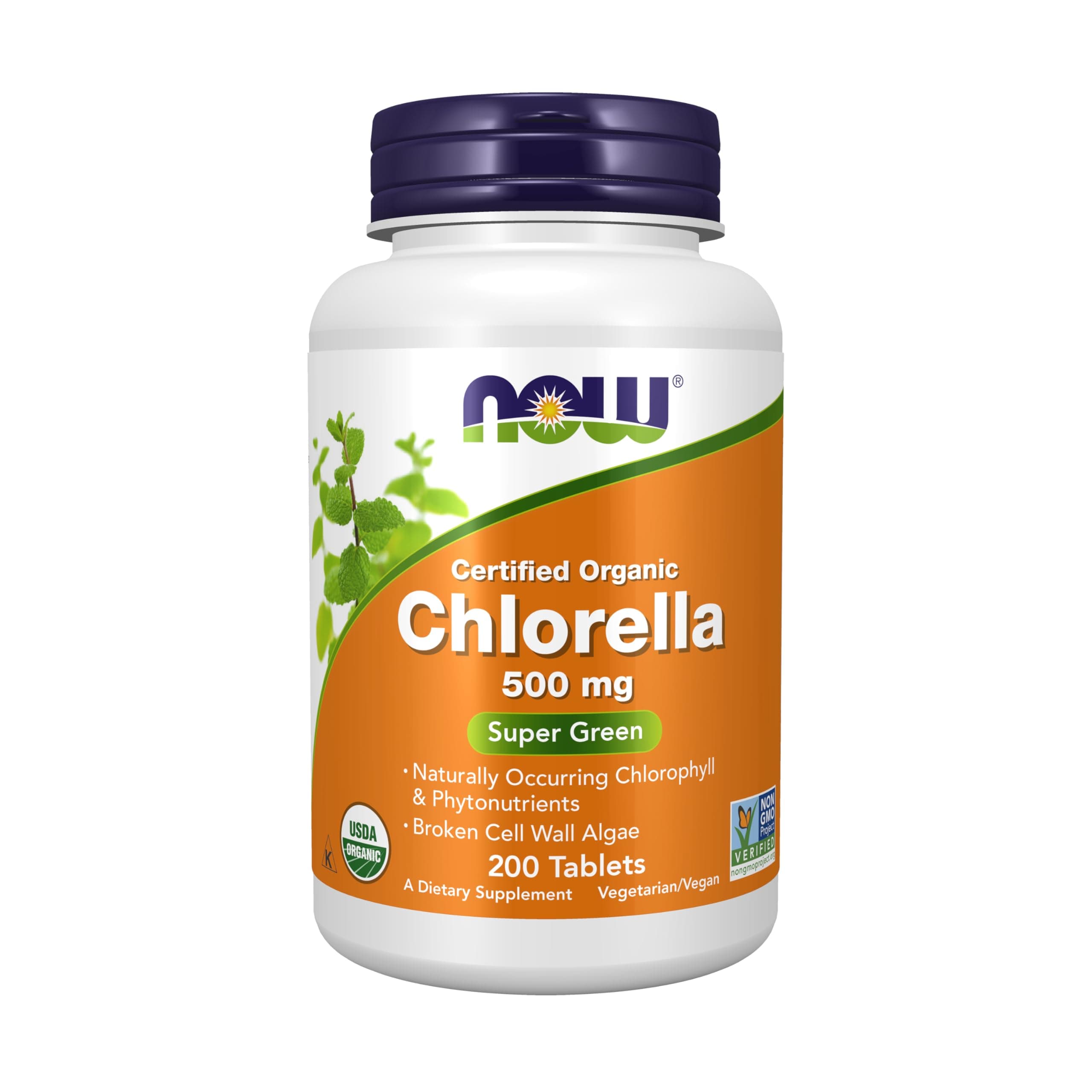 Supplements, Organic Chlorella 500 mg with naturally occurring Chlorophyll, Beta-Carotene, mixed Carotenoids, Vitamin C, Iron and Protein, 200 Tablets
