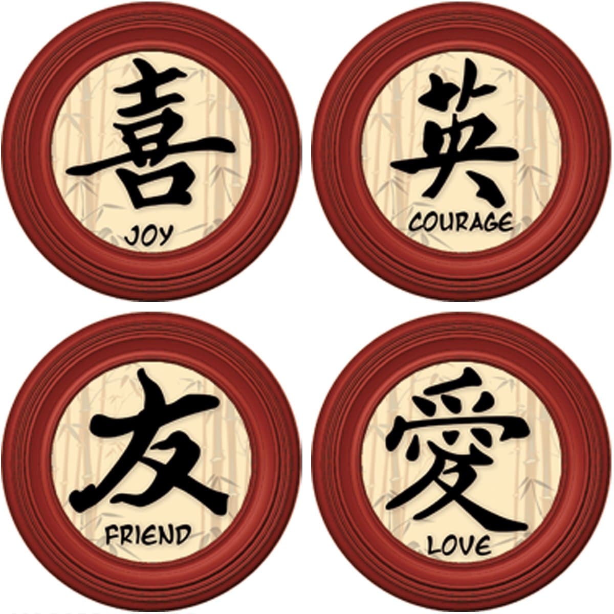 Joster Coasterica 2-in-1 Good Fortune Silicone Stemware Coaster and Glass Marker, Set of 4