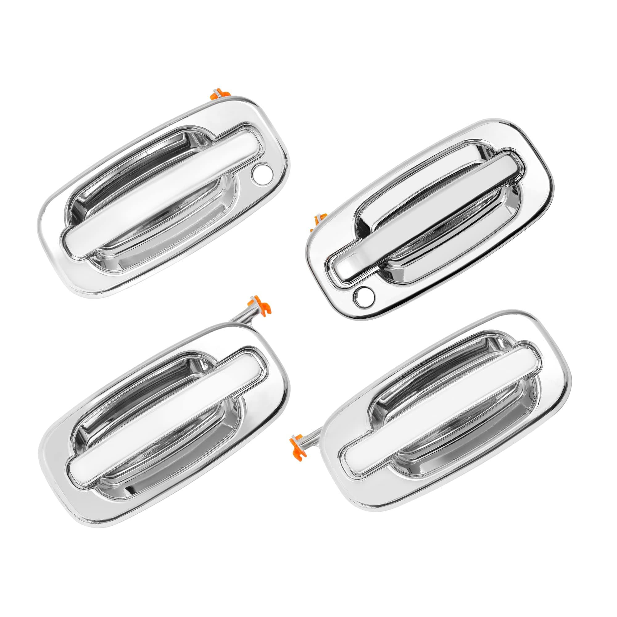 Exterior Door Handles Set, All Chrome, Front & Rear & Left & Right Side, Compatible with 1999-2007 Chevy Silverado Suburban Tahoe Avalanche, GMC Sierra Yukon, Cadillac Escalade | 15034985, 15034986