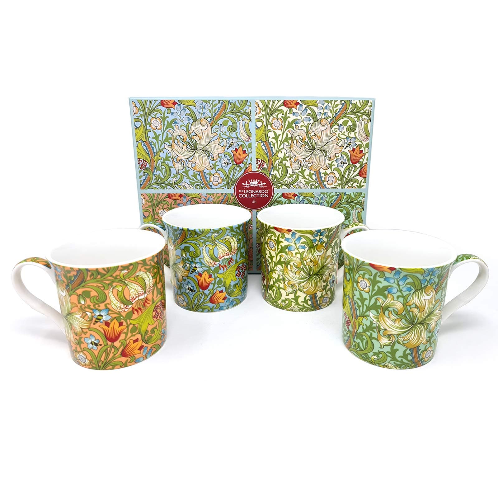 Set of 4 William Morris Mugs Golden Lily Gift Boxed LP93742