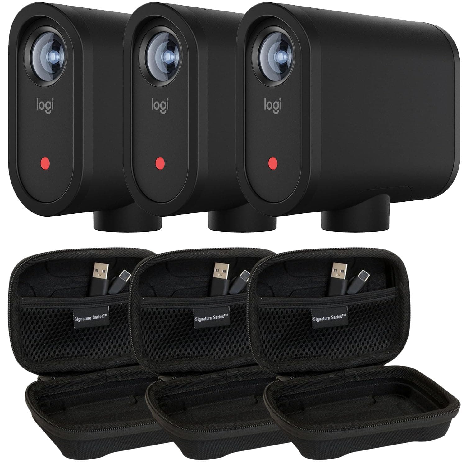 Logitech Mevo Start Wireless Live Streaming Camera for Creators with Signature Series Case | 1080p HD Video with App Control, Stream Via LTE or WiFi, Multi-Cam Compatible, Internal Mics | 3 Pack