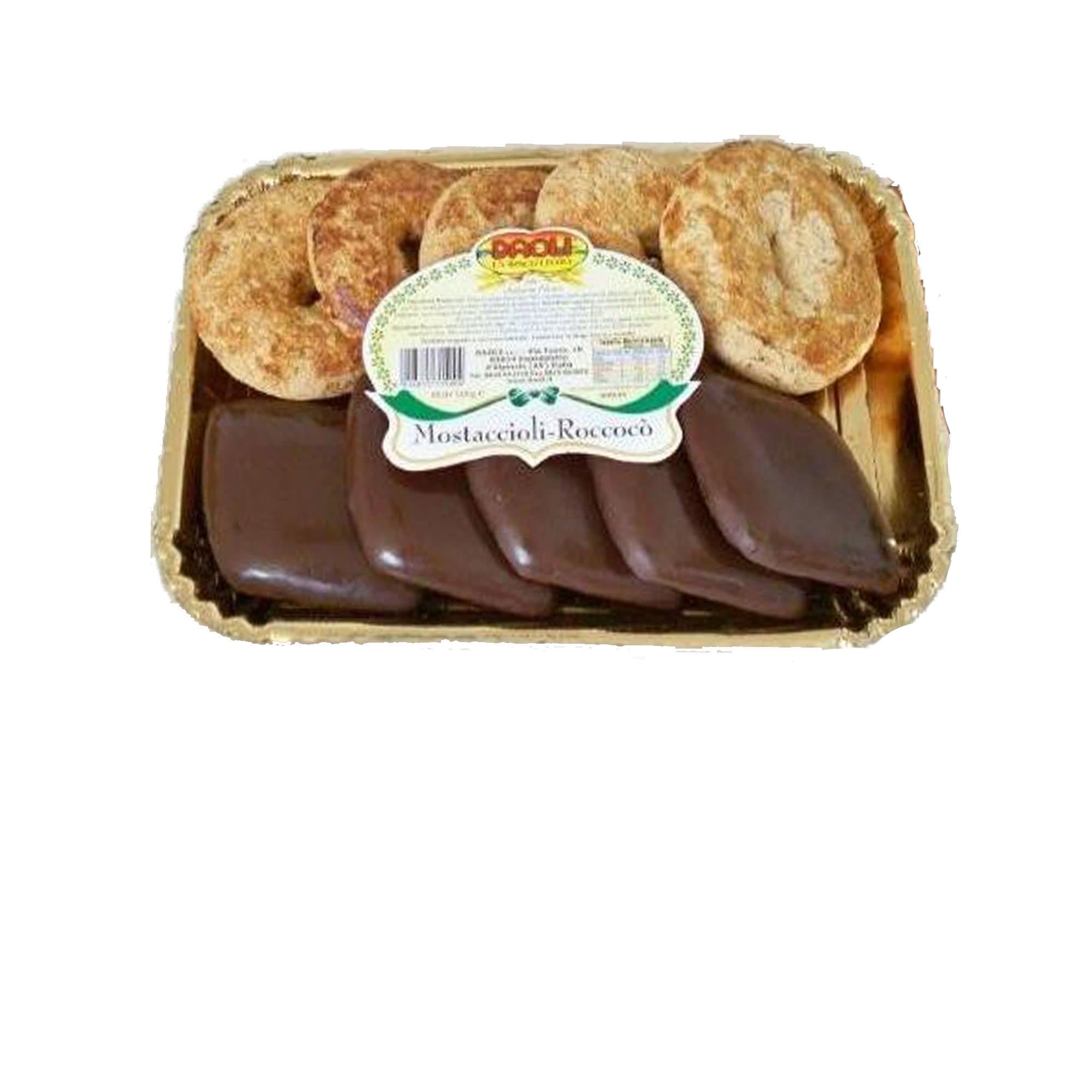 Daoli Mostaccioli - Roccocò - Mostaccioli Stuffed with Chestnuts - 2 Pack Traditional Italian Christmas Cookies - Imported From Italy (Half Mostaccioli Half Roccocò)