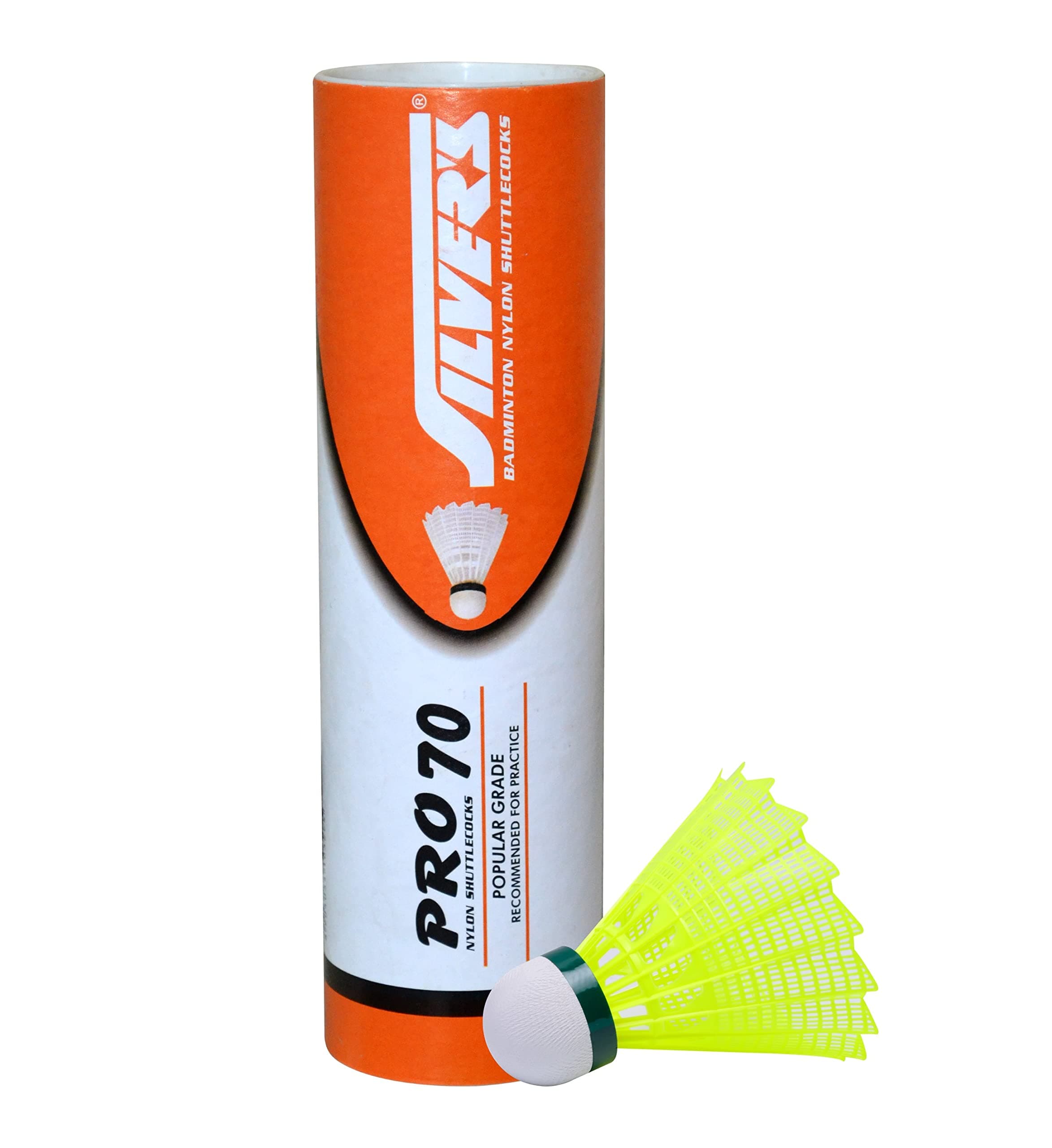 Silver's Nylon Shuttle Cock Pro-70, Pack of 6 (Yellow)