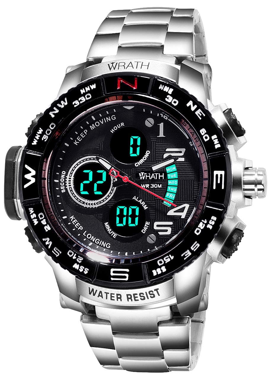 Wrath Luxury Singularity Analog & Digital Black Luxury Metal Chain Wristwatch for Men & Boys