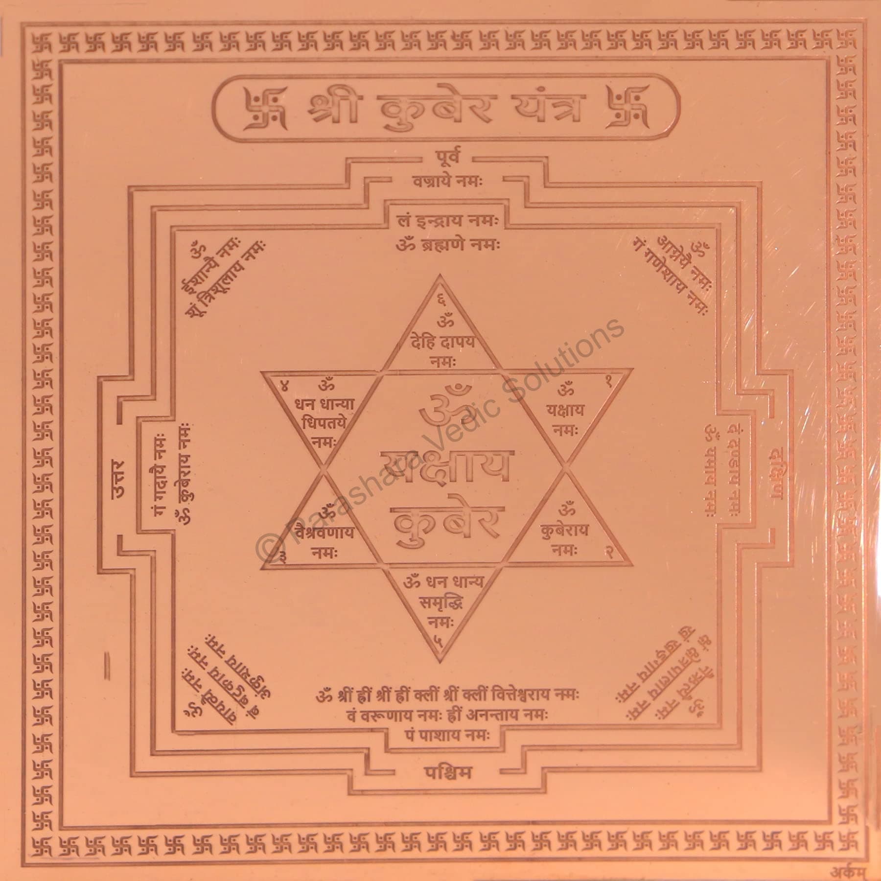 ARKAM Kuber Yantra/Kubera Yantra - Copper - (4 x 4 inches, Brown)