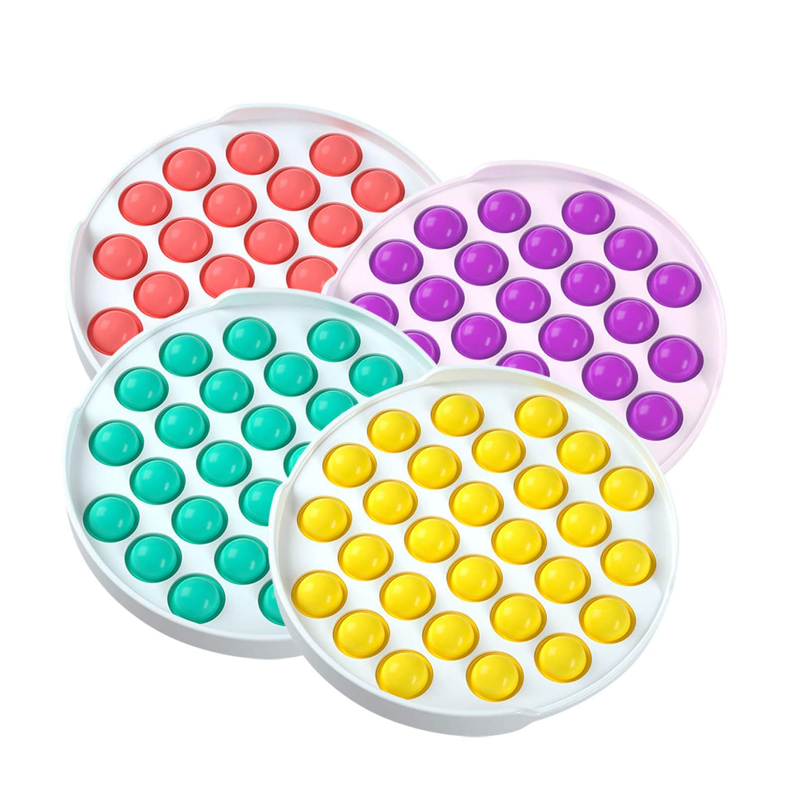 RSLG Fidget Toys, 4 Pack Push pop Bubble Sensory Fidget Toy Autism Special Needs Stress Reliever Silicone Stress Reliever Toy Squeeze Sensory Toy for Homeschool & Office (E,4PC)